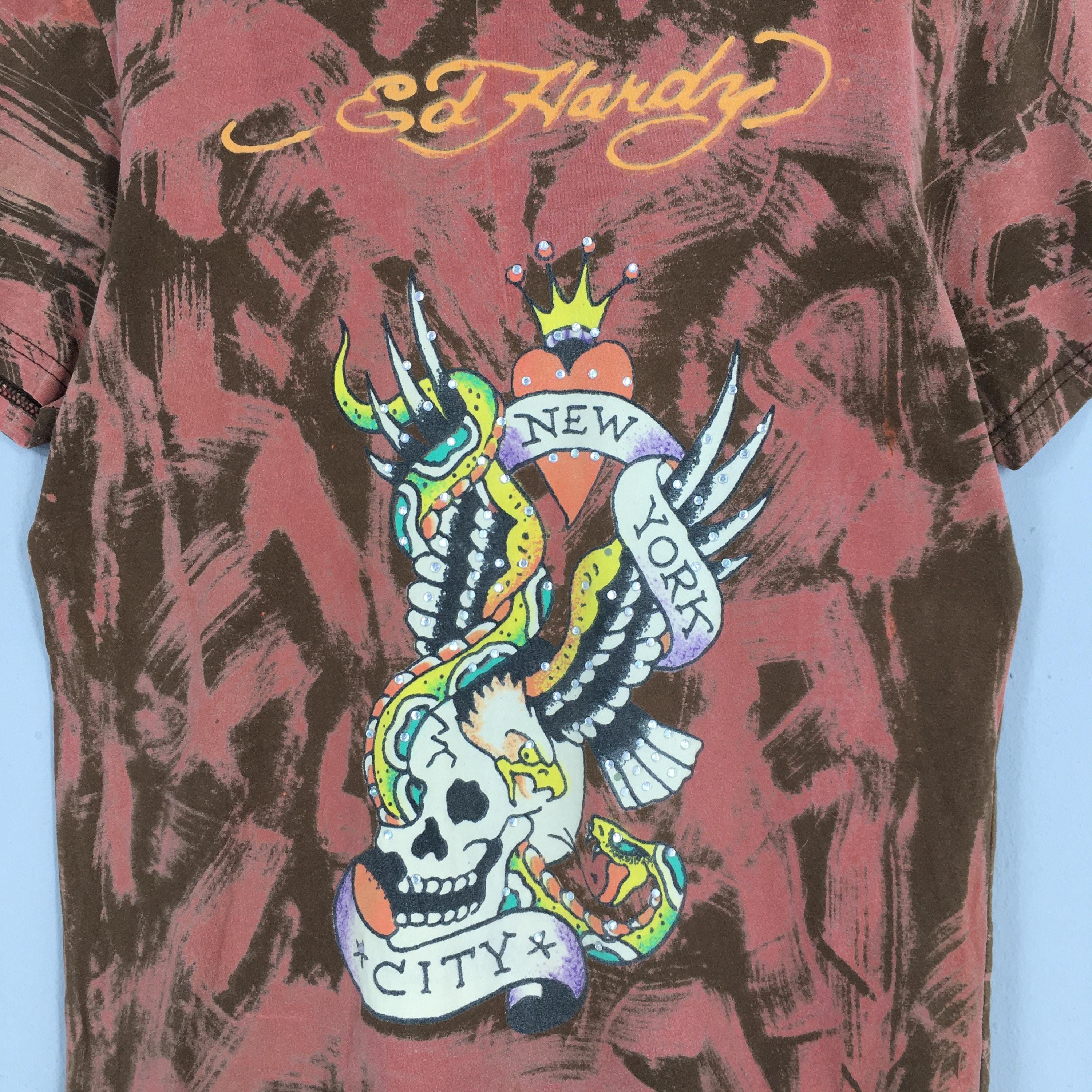Ed Hardy Y2K Don Ed Hardy By Christian Audigier Tie Dye Red T shirt M Size US M / EU 48-50 / 2 - 2 Thumbnail