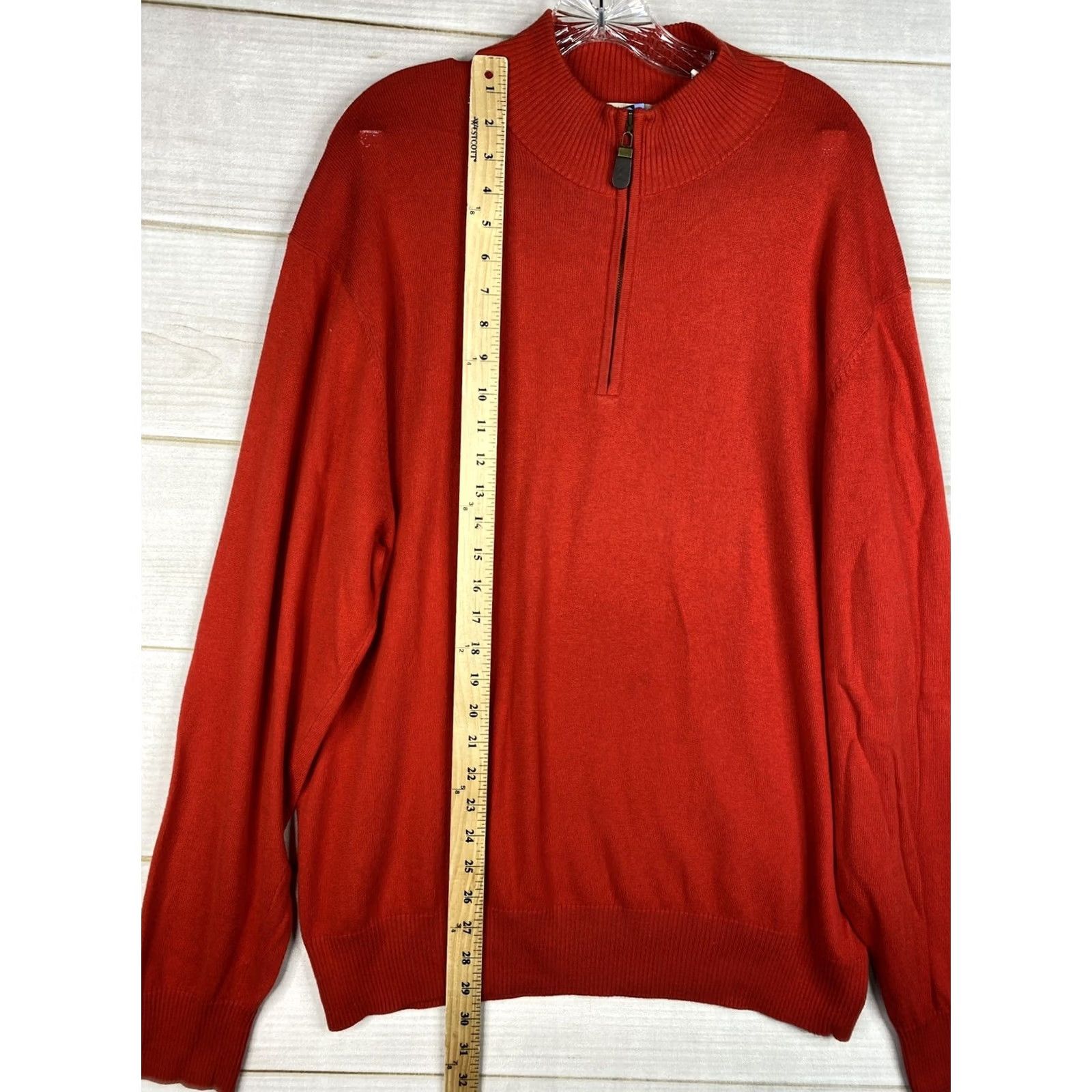 Orvis Orvis Sweater Mens L Red 1/4 Zip Pullover Mock Neck Cashmere Cotton Silk Classic Pullover Knit Zipper Mock Neck 1/4 Zip Mens L Red Orvis Sweater Size US L / EU 52-54 / 3 - 6 Thumbnail
