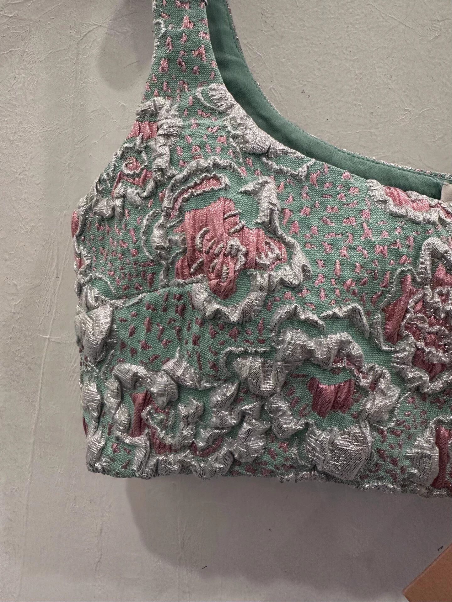 Miu Miu MiuMiu Women's Light Green Floral Embossed Logo Cami Size XS / US 0-2 / IT 36-38 - 3 Thumbnail