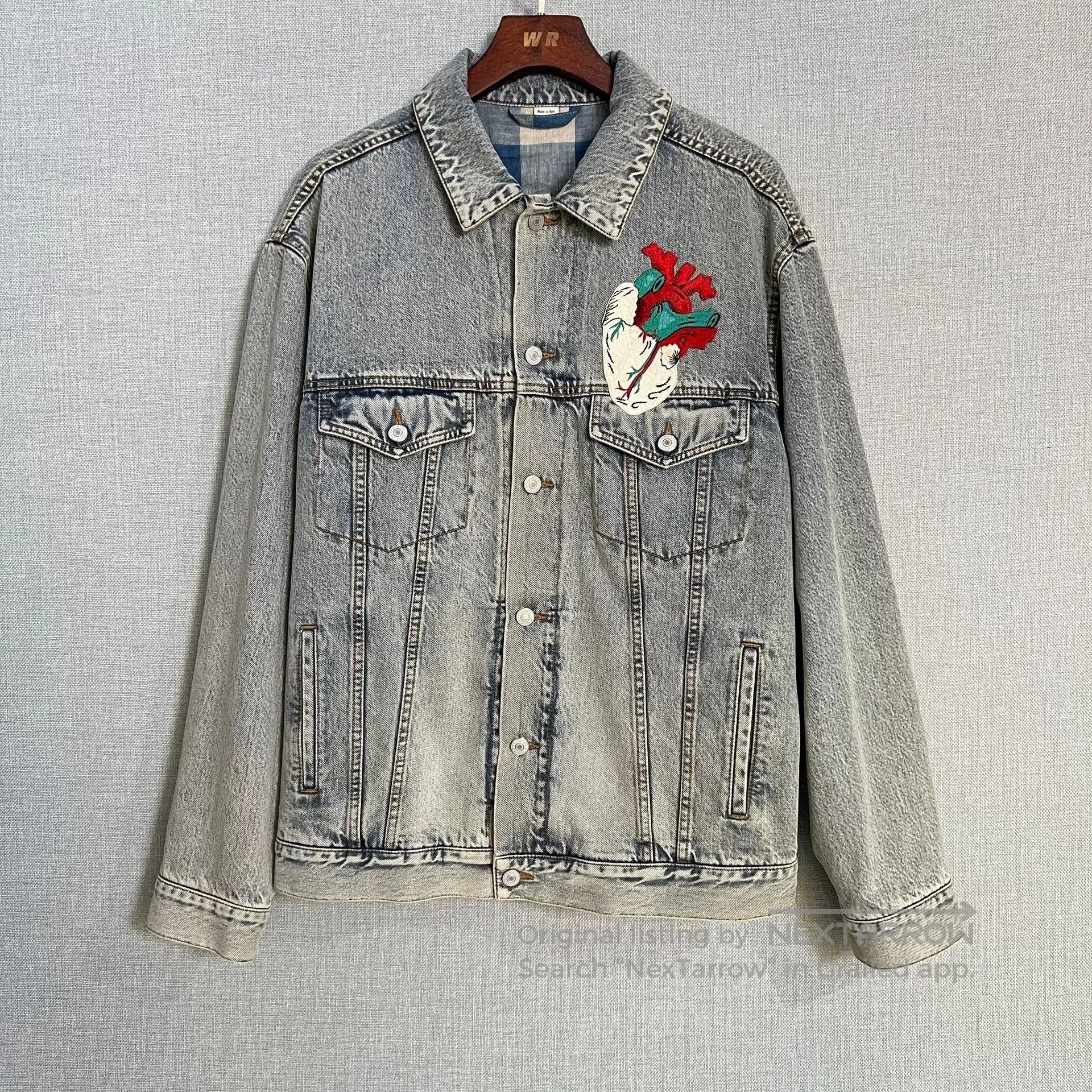 Gucci Gucci Diamond Embroidered Heart Skull Denim Jacket. Size US S / EU 44-46 / 1 - 1 Thumbnail