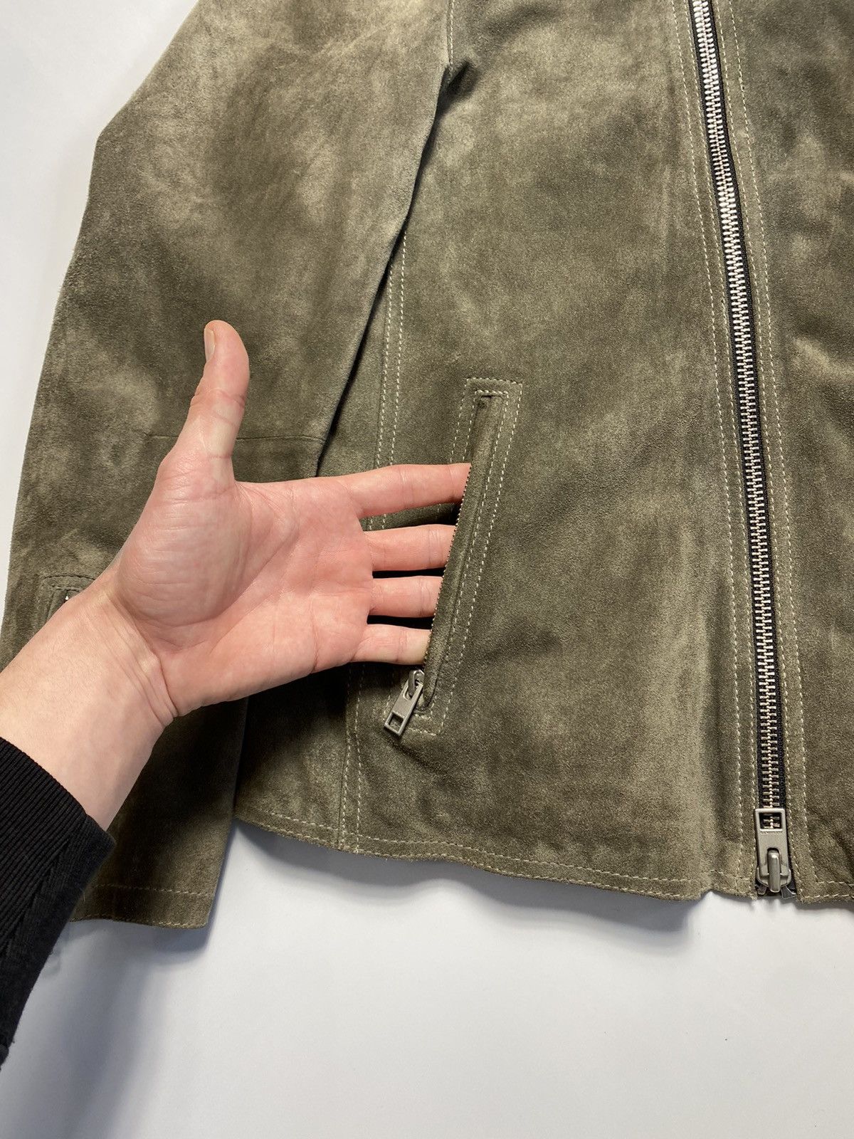 Allsaints Allsaints Crawley Calf Suede Biker Leather Jacket Size US XL / EU 56 / 4 - 7 Thumbnail