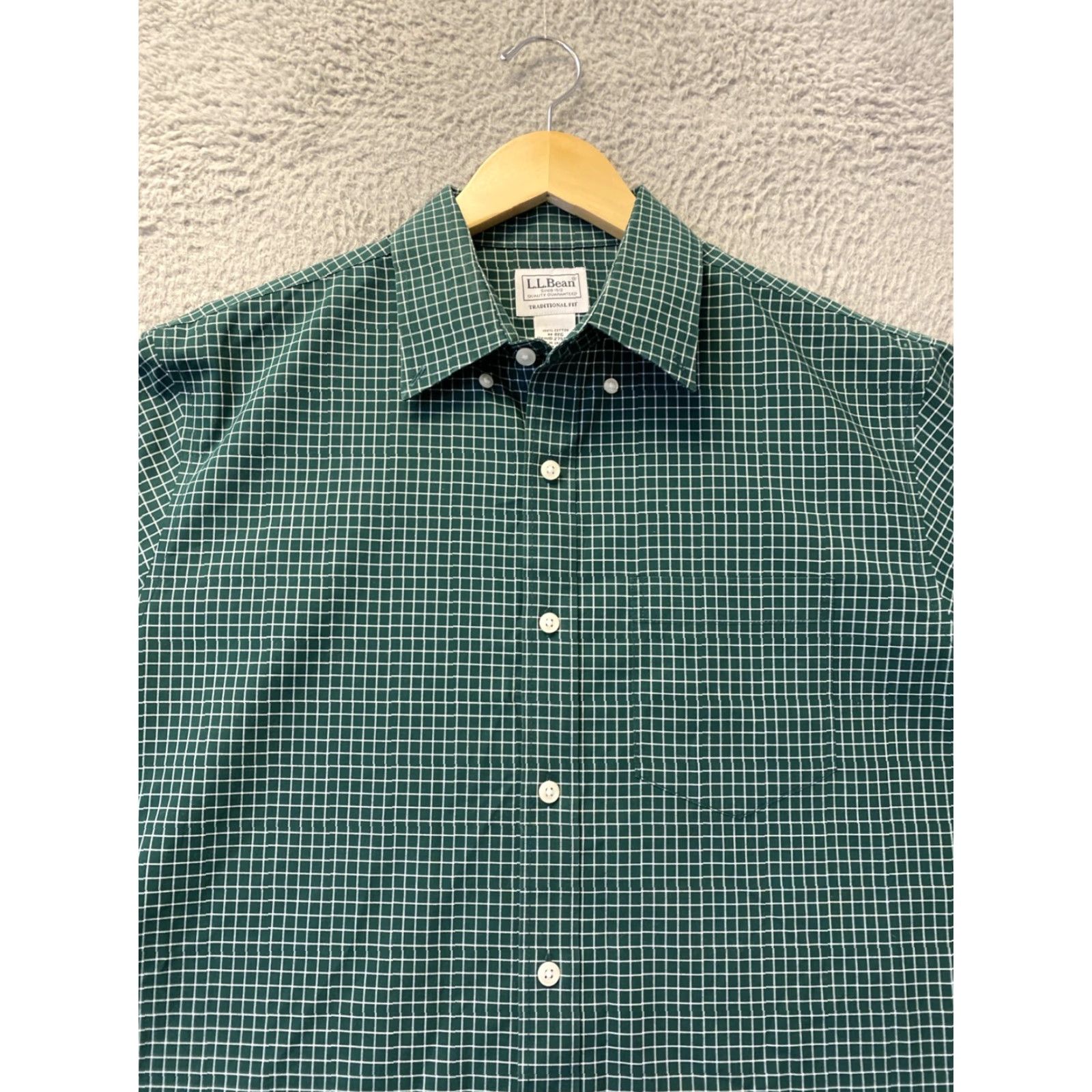 Vintage VINTAGE L.L. Bean Men's Shirt Long Sleeve Button Down Green Check Casual Business 80s 90s Size US M / EU 48-50 / 2 - 2 Thumbnail