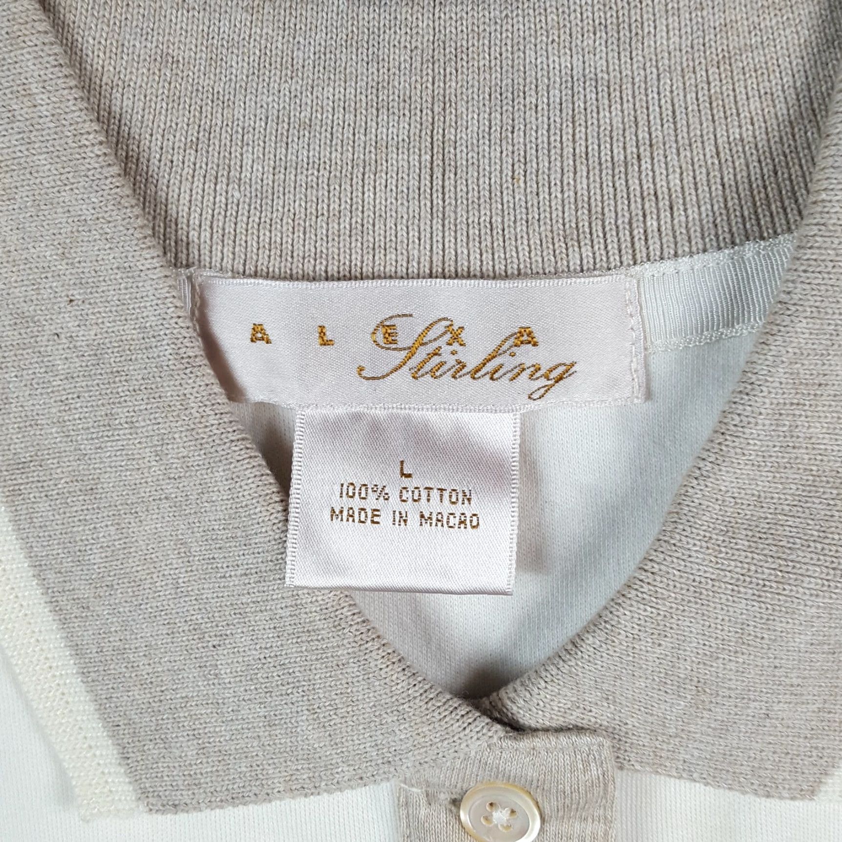 Vintage VINTAGE Alexa Stirling Polo Shirt Women's Large Casual Short Sleeve 90s Preppy Golf Tennis Retro Beige Size L / US 10 / IT 46 - 6 Thumbnail