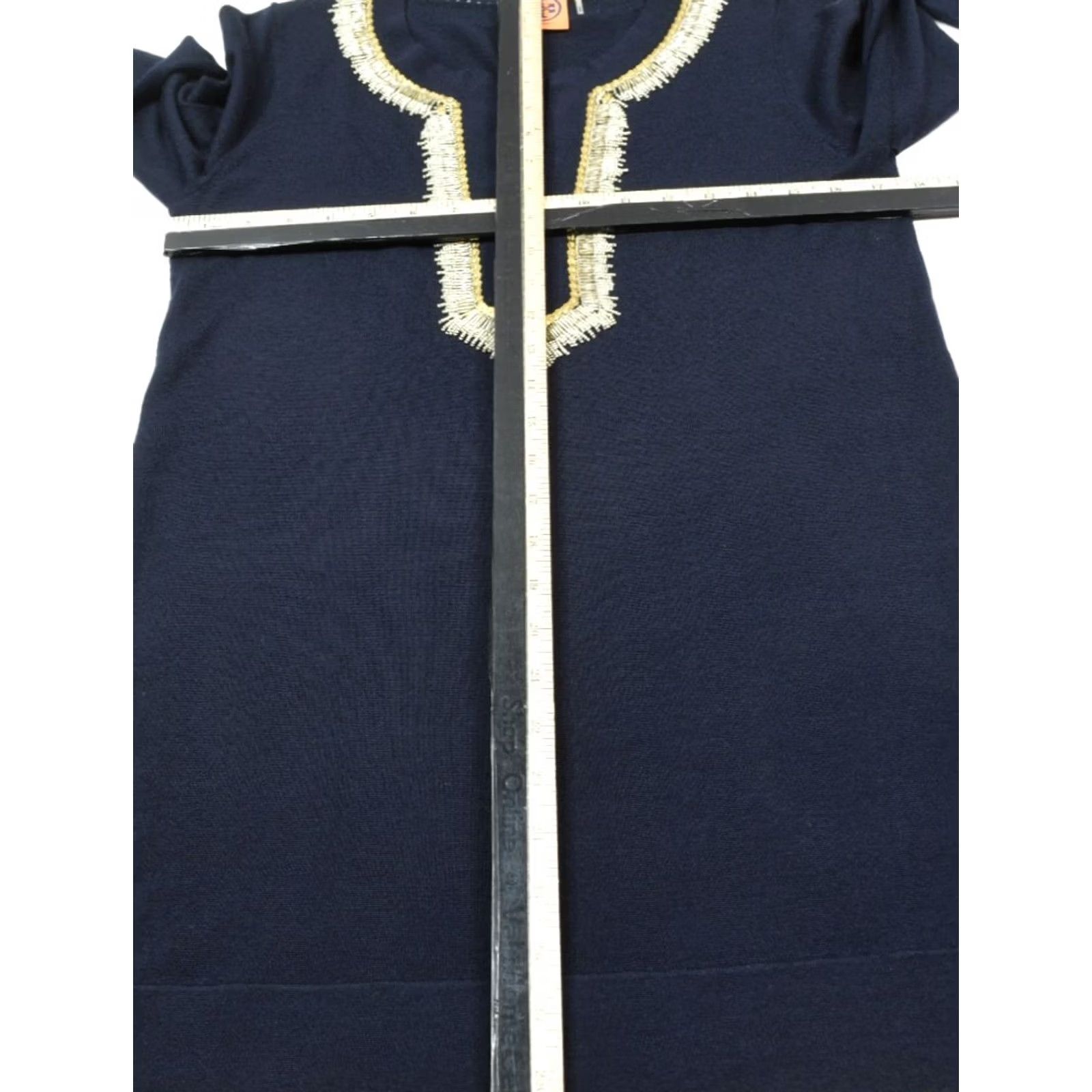 Tory Burch Tory Burch Merino Wool Embellished Tunic Sweater Blue Long Sleeve Women M-V-Neck Casual Knit Wool Size M / US 6-8 / IT 42-44 - 7 Thumbnail