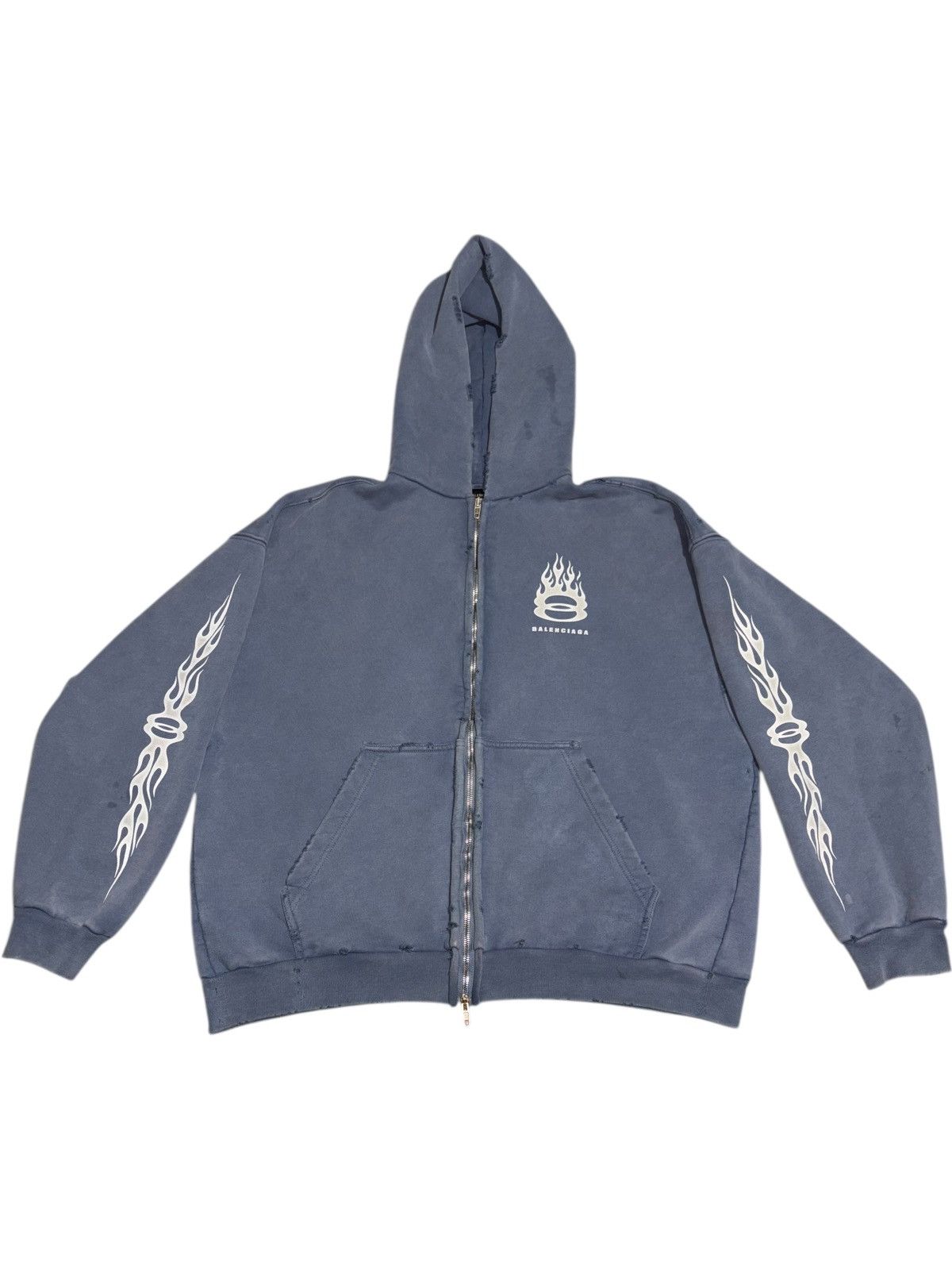 Balenciaga Balenciaga Flame Burning Unity zip hoodie jacket distressed Size US S / EU 44-46 / 1 - 1 Thumbnail