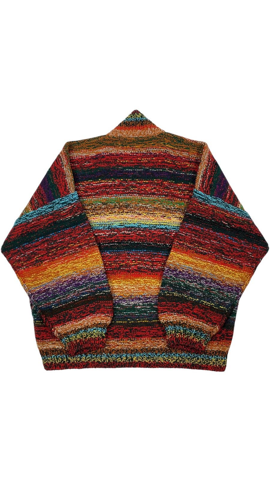 Vintage 🔥LASTDROP🔥 Vintage Heavy Hand Knit Rainbow Oversized Sweater Size US L / EU 52-54 / 3 - 2 Thumbnail