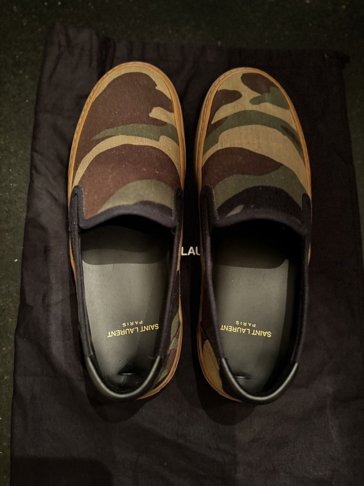 Saint Laurent Paris Men’s Saint Laurent Paris Camo Slip-ons Size US 8 / EU 41 - 8 Thumbnail