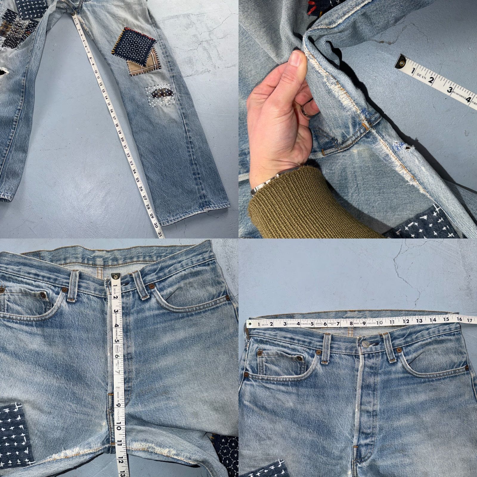 Levi's Levis 501 Vintage 80s Redline Selvedge Jeans Light Wash 34x32 30x? USA XX Button Fly Men Regular Denim Cotton Size US 34 / EU 50 - 8 Thumbnail