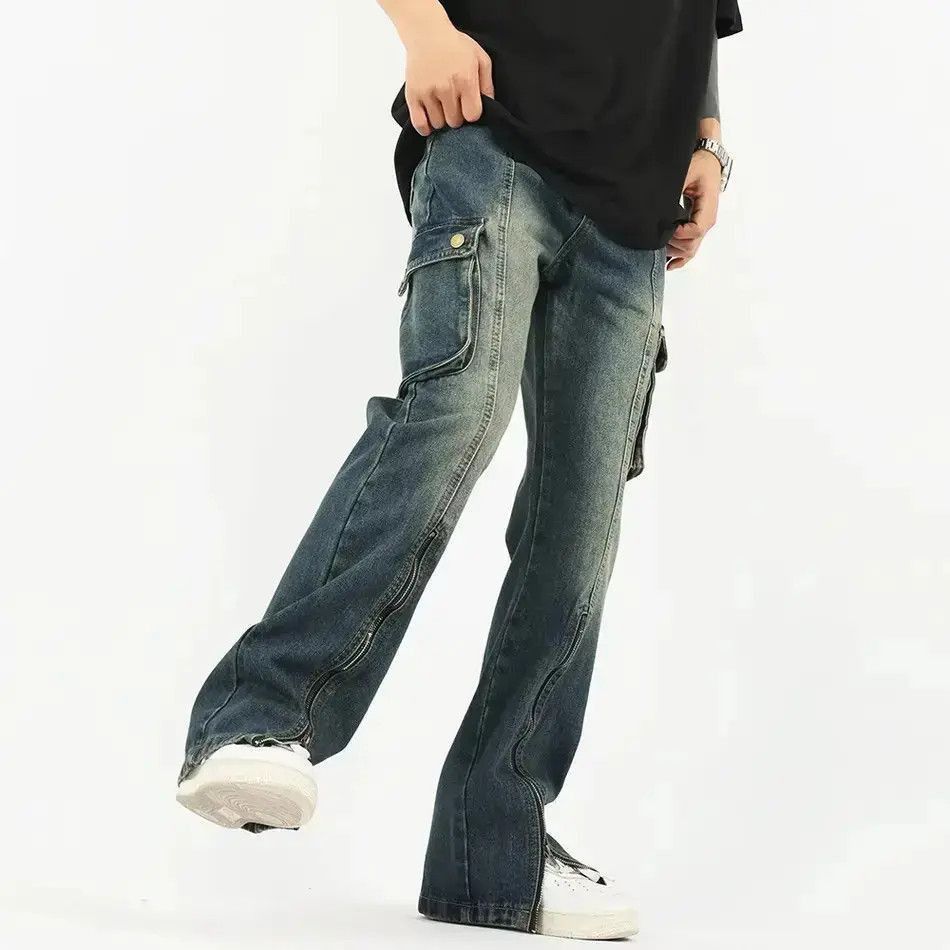 Japanese Brand Retro Loose Straight Multi Pocket Jeans Size US 32 / EU 48 - 4 Thumbnail