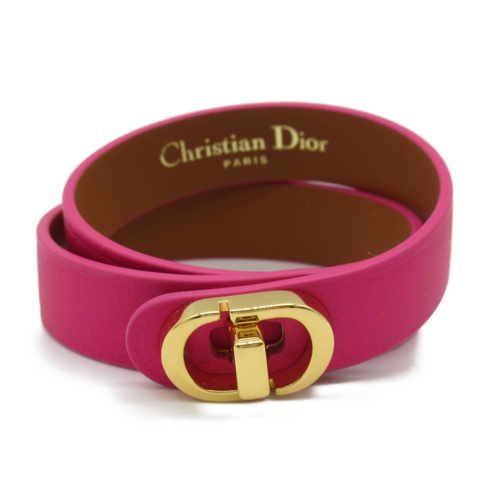 image of Dior 30 Montaigne Double Bracelet Pink Calfskin (Cowhide) Metal, Women's