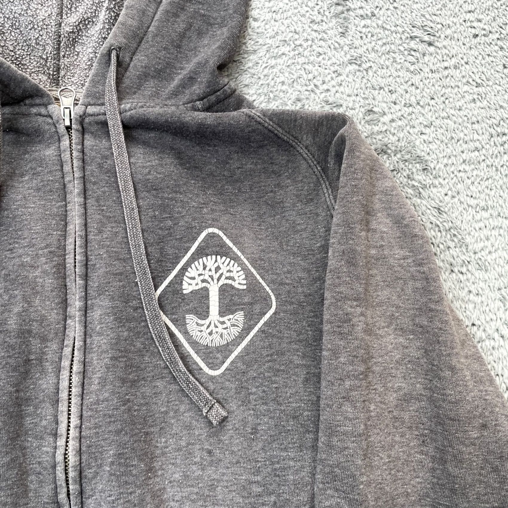 Neighborhood Oaklandish Hoodie Mens M Gray Full Zip Fleece Graphic Print Logo Pockets Neighbourhood Quality Goods Size US M / EU 48-50 / 2 - 5 Thumbnail