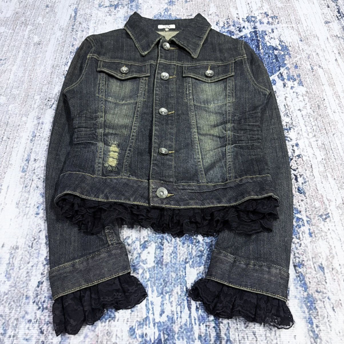 REGASS WOMEN TYPE 2 DENIM DISTRESSED FADED PUNK STYLE JACKET