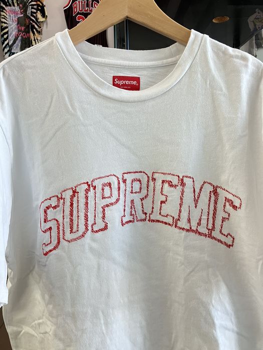 Supreme Supreme Sketch Embroidered White T-Shirt XL | Grailed