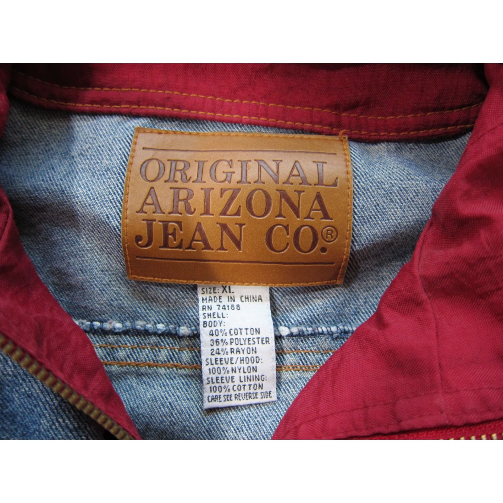 Vintage VINTAGE Arizona Jean Company Logo Red Hood Distressed Denim Jean Jacket Men XL Shirt Mens Jean Jacket Size US 36 / EU 52 - 6 Thumbnail