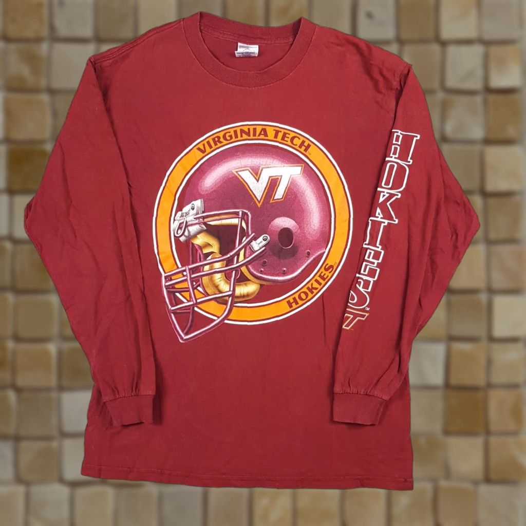 Delta Vintage NCAA Virginia Tech Hokies Football T-Shirt Men Medium Long Sleeve Red 90s College Retro Y2K Size US M / EU 48-50 / 2 - 1 Thumbnail