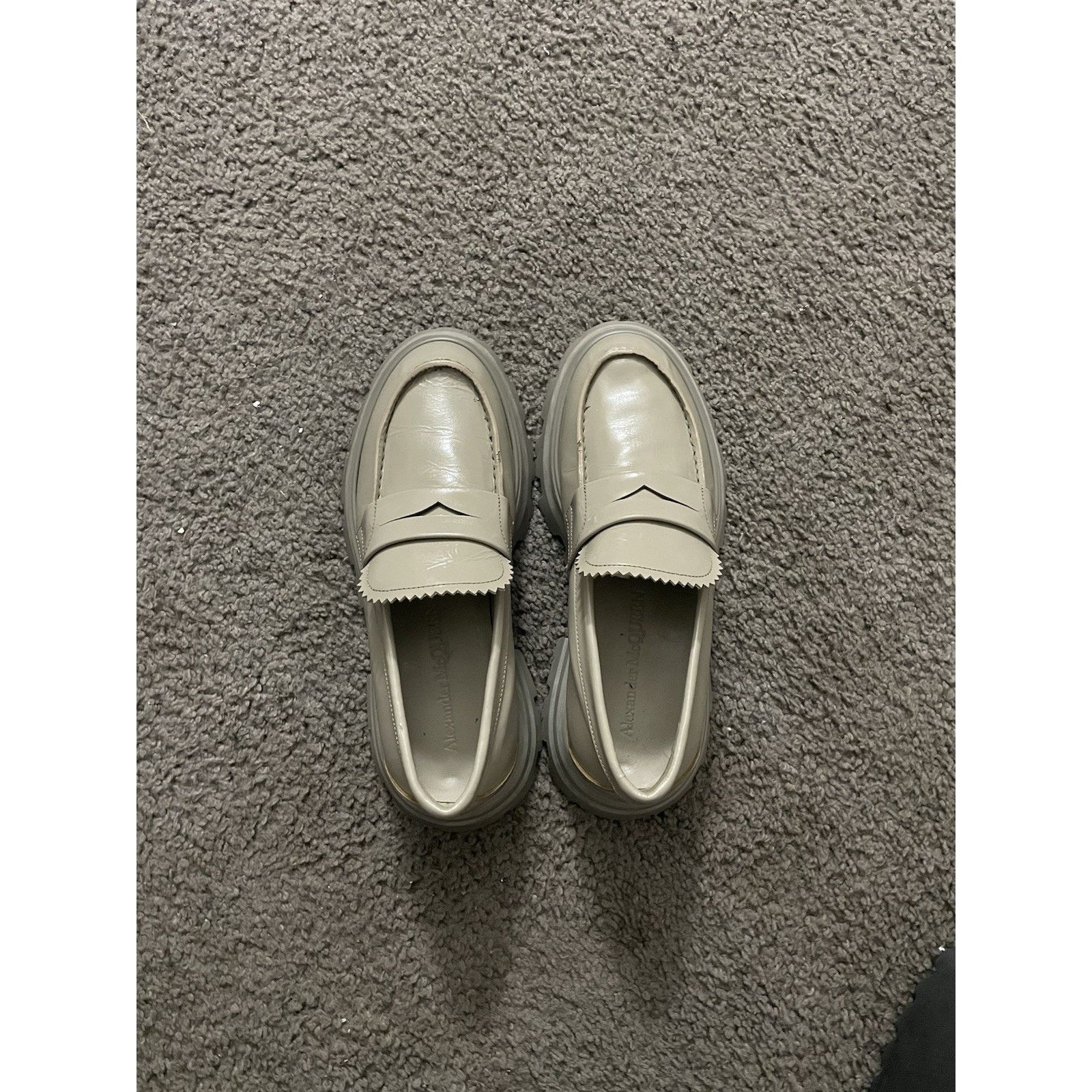Alexander McQueen Size 37EU/5y- Alexander McQueen Lug-Sole Penny Loaf Gray Tan Size US 5 / IT 35 - 4 Thumbnail