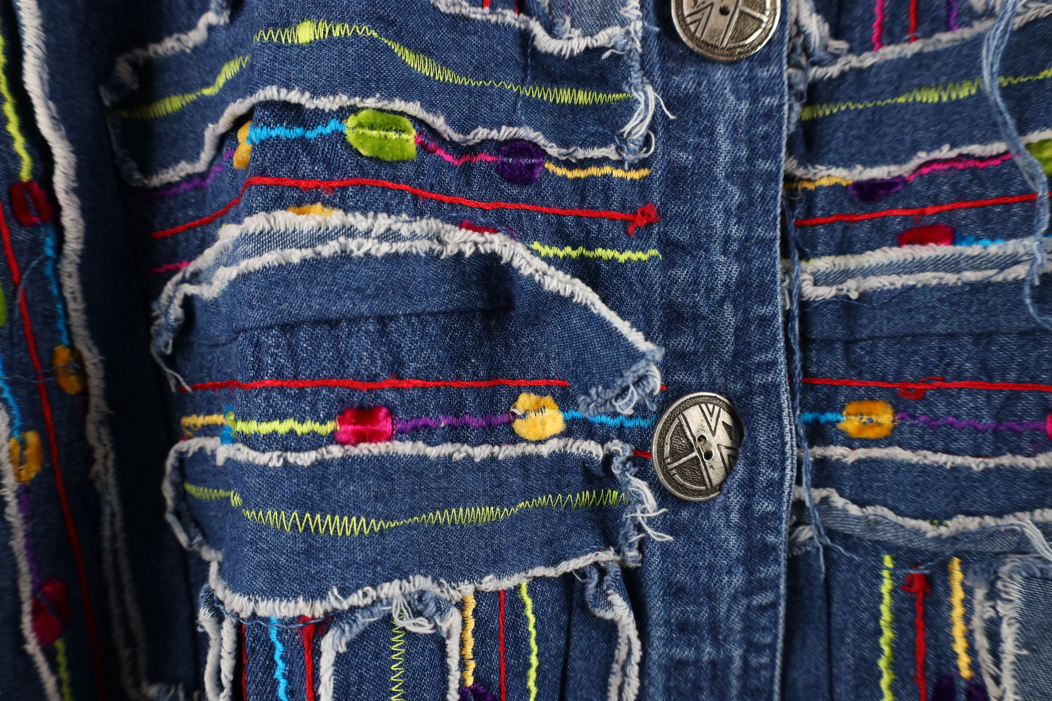 Vintage Vintage 90s Streetwear Patchwork Denim Jean Button Jacket Size XXL / US 16-18 / IT 52-54 - 4 Thumbnail