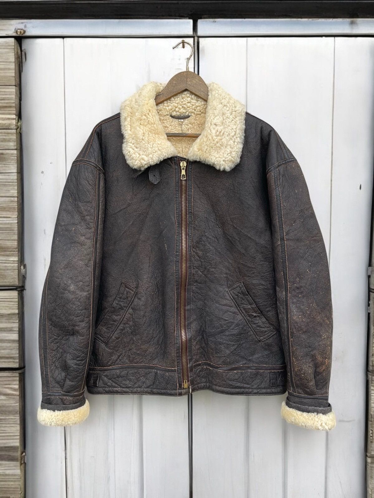 Japanese Brand × Vintage 🔥Vintage Echt Lammfell Sheep Skin Leather Jacket B-3 Style Size US L / EU 52-54 / 3 - 1 Thumbnail