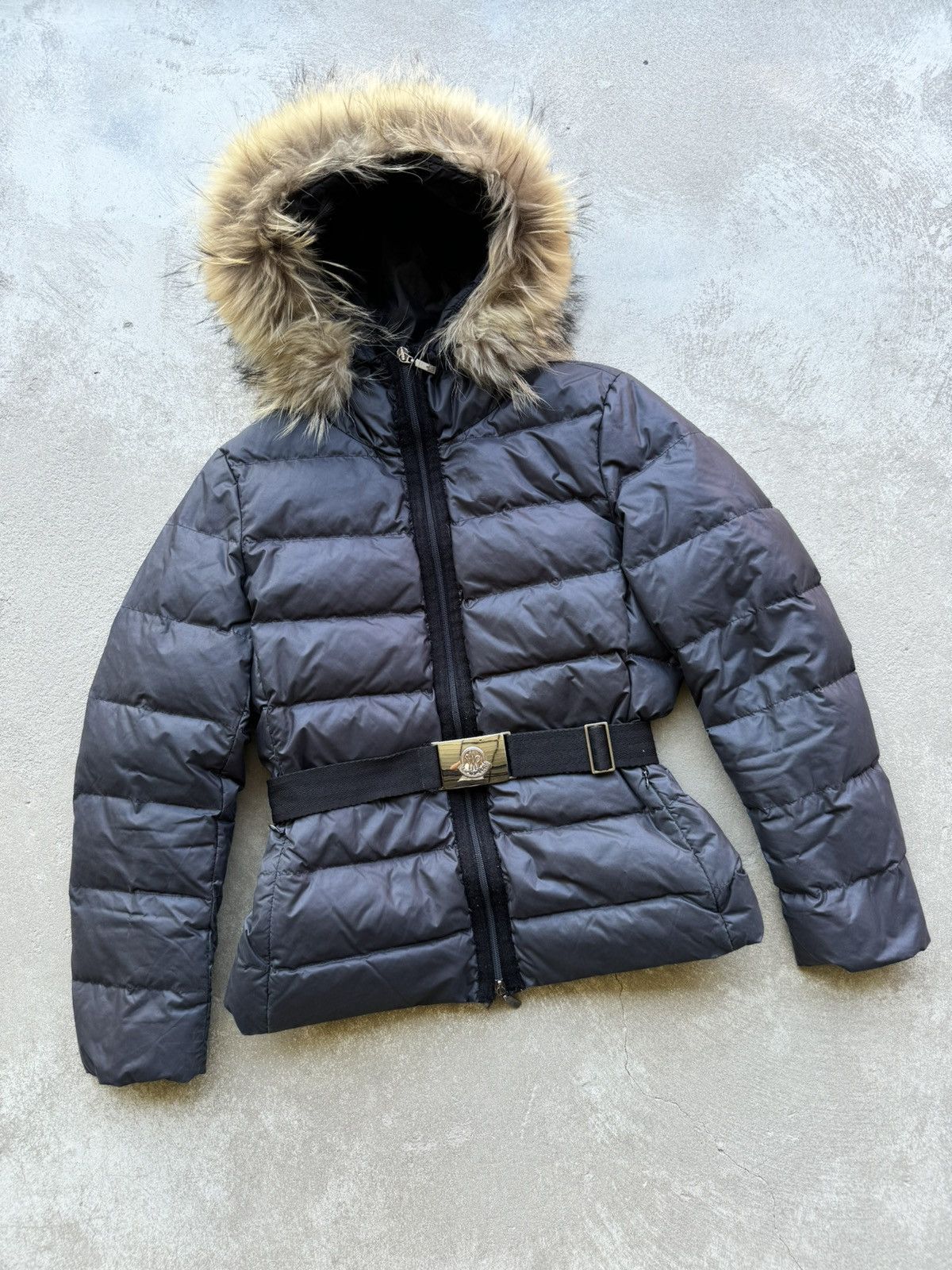 image of Moncler Down Fur Jacket in Black, Women's (Size Small)