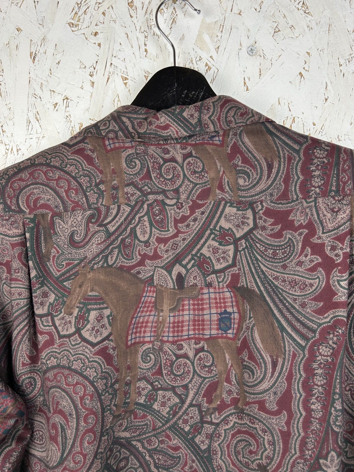Ralph Lauren Purple Label 70s Ralph Lauren Purple Label Horse Print Paisley AOP Shirt Size M / US 6-8 / IT 42-44 - 9 Thumbnail