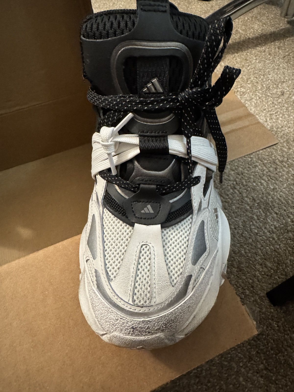 Adidas Adidas XLG Runner Deluxe 'White Black' (Read Description) Size US 9 / EU 42 - 8 Thumbnail