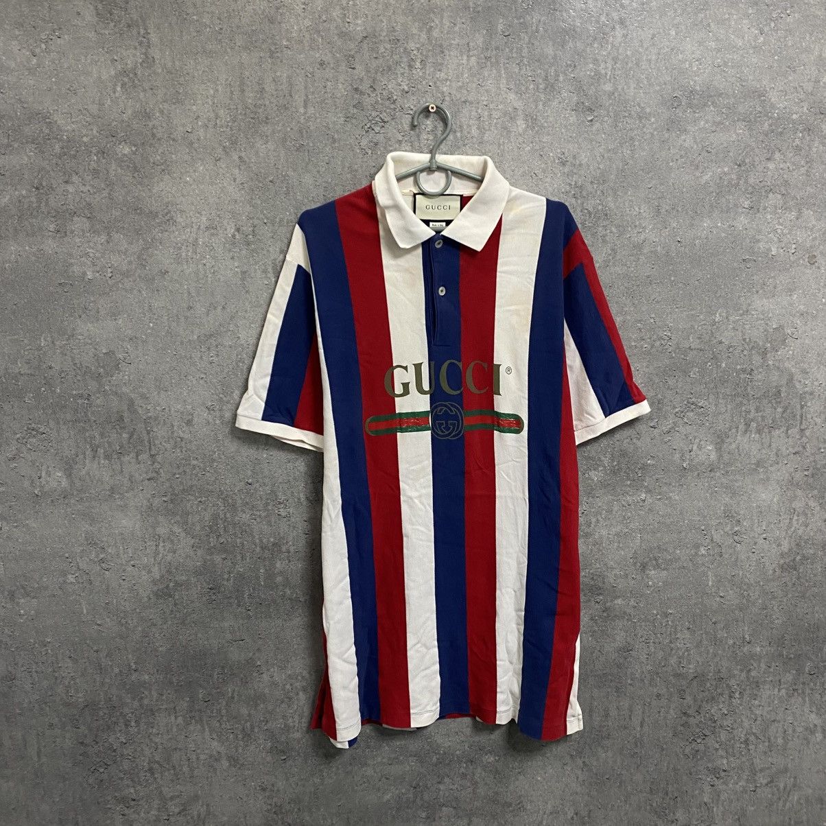 Gucci Polo T-Shirt Striped Big Logo Tee