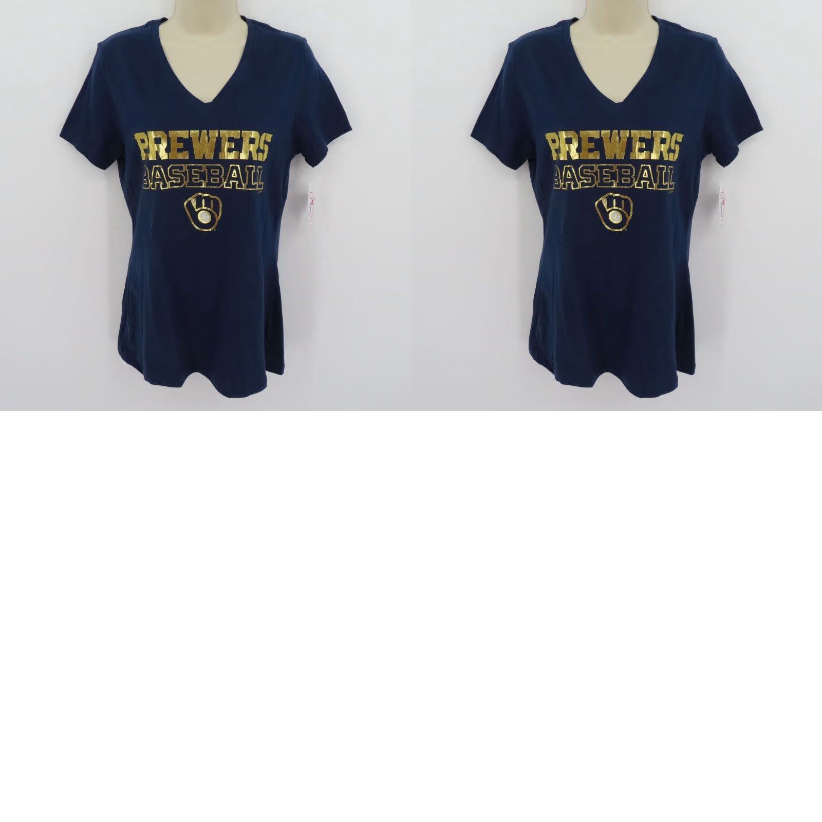 Vintage Majestic Milwaukee Brewers Shirt V-Neck Women S Blue Gold T-Shirt NEW Size S / US 4 / IT 40 - 8 Thumbnail