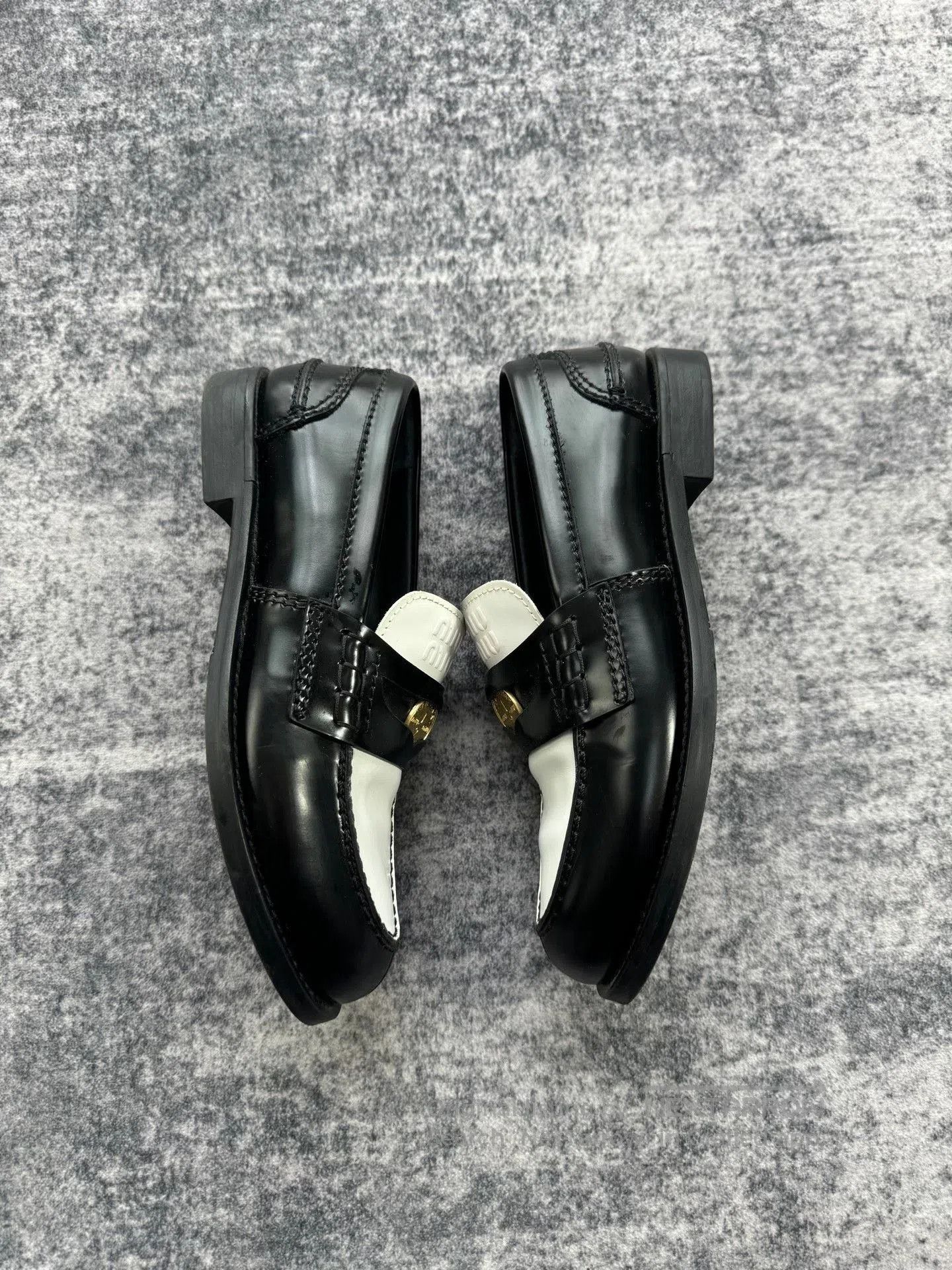 Miu Miu Miu Miu Black White Gold Coin Loafers. Size US 4 / IT 34 - 6 Thumbnail