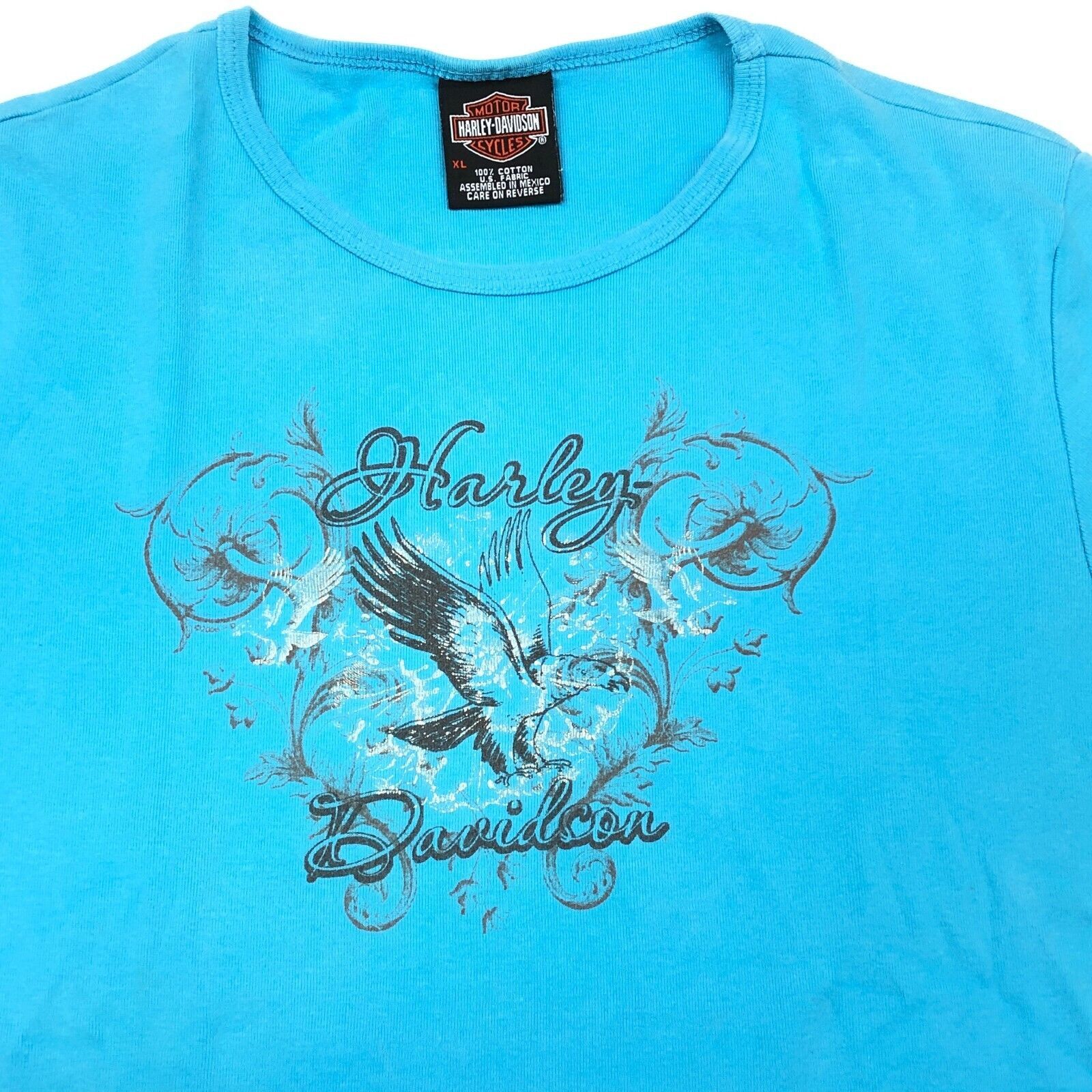 Harley Davidson × Vintage Y2K Womens Harley Davidson Blue Graphic Tee T Shirt XL Size XL / US 12-14 / IT 48-50 - 2 Thumbnail
