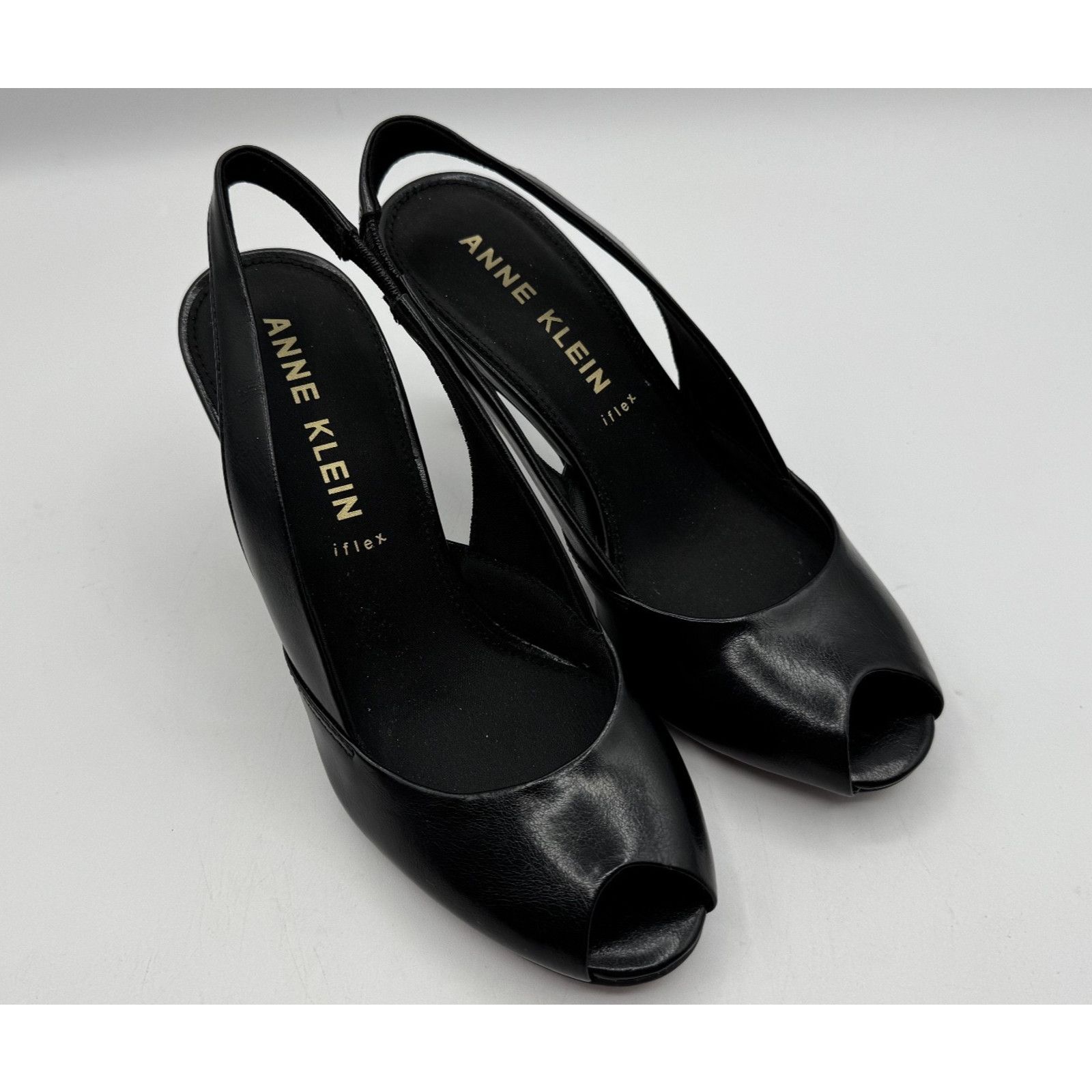 Anne Klein Women's Anne Klein Jovi Peep Toe Slingback Pumps Black Size US 7 / IT 37 - 3 Thumbnail
