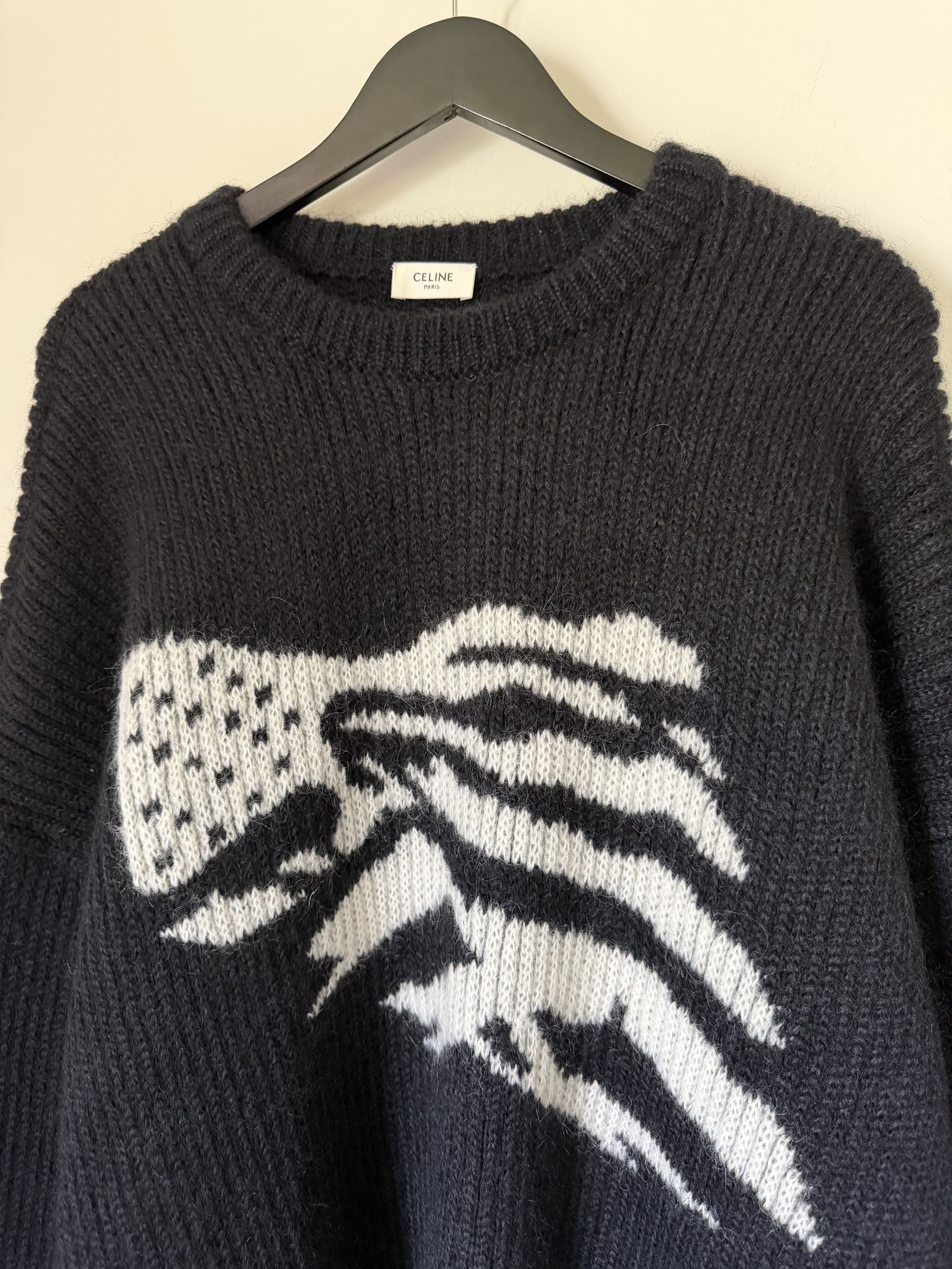 Celine Celine Boxy Flag Mohair Sweater in Black Size US L / EU 52-54 / 3 - 2 Thumbnail