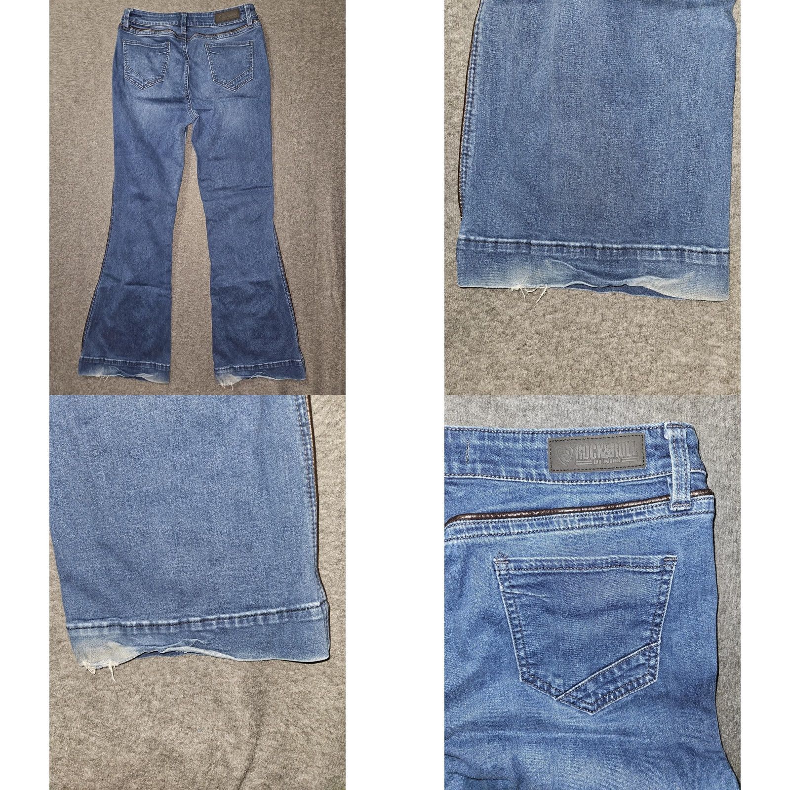 Vintage VINTAGE Rock & Roll Denim Jeans Womens Flared High Rise Trouser Blue 30x34 Stretch Distressed Pockets Hipster Preppy 90s Mens Womens Size 30" / US 8 / IT 44 - 8 Thumbnail