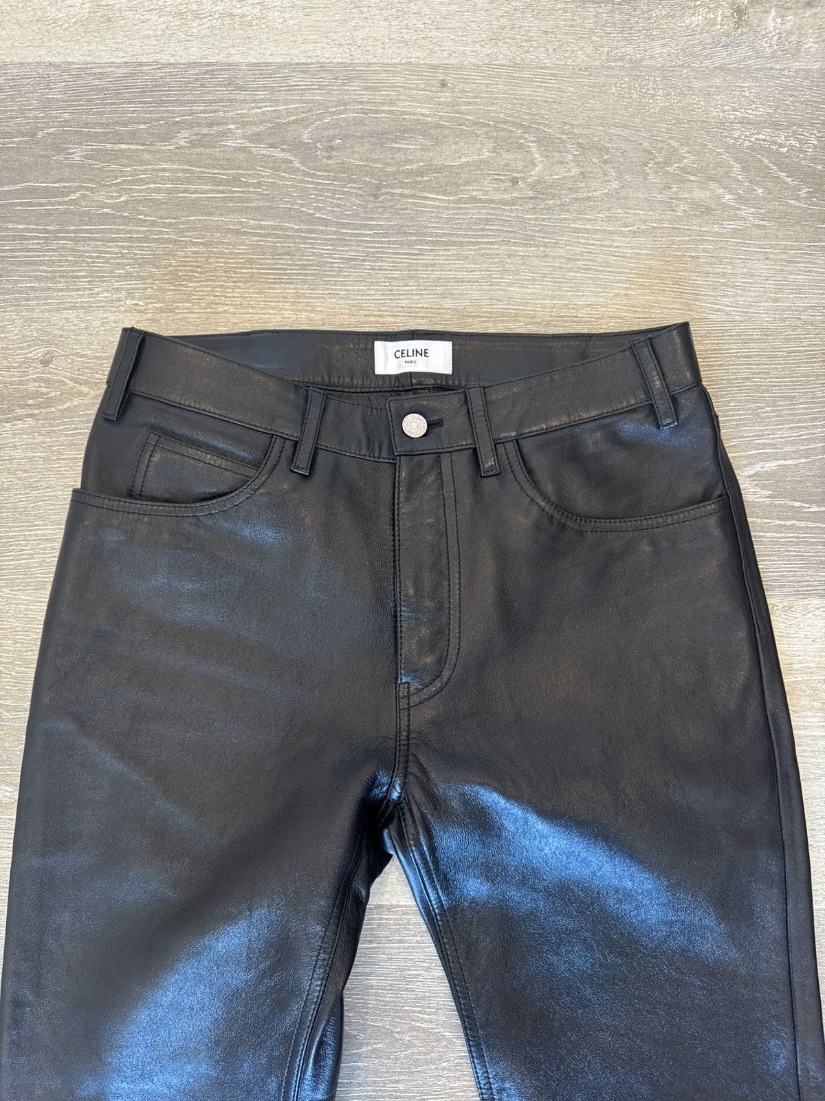 Celine Celine Black Lamb Leather Lou Straight Leg Pants Size US 29 - 9 Thumbnail