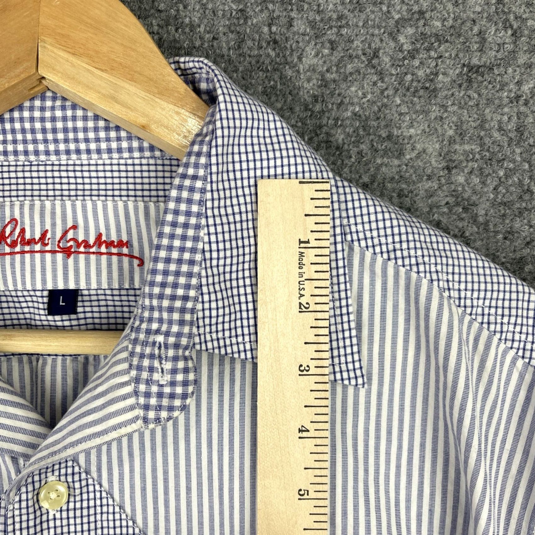Robert Graham Robert Graham Shirt Mens Large Blue Patchwork Stripes Check Gingham Button Up Size US L / EU 52-54 / 3 - 7 Thumbnail