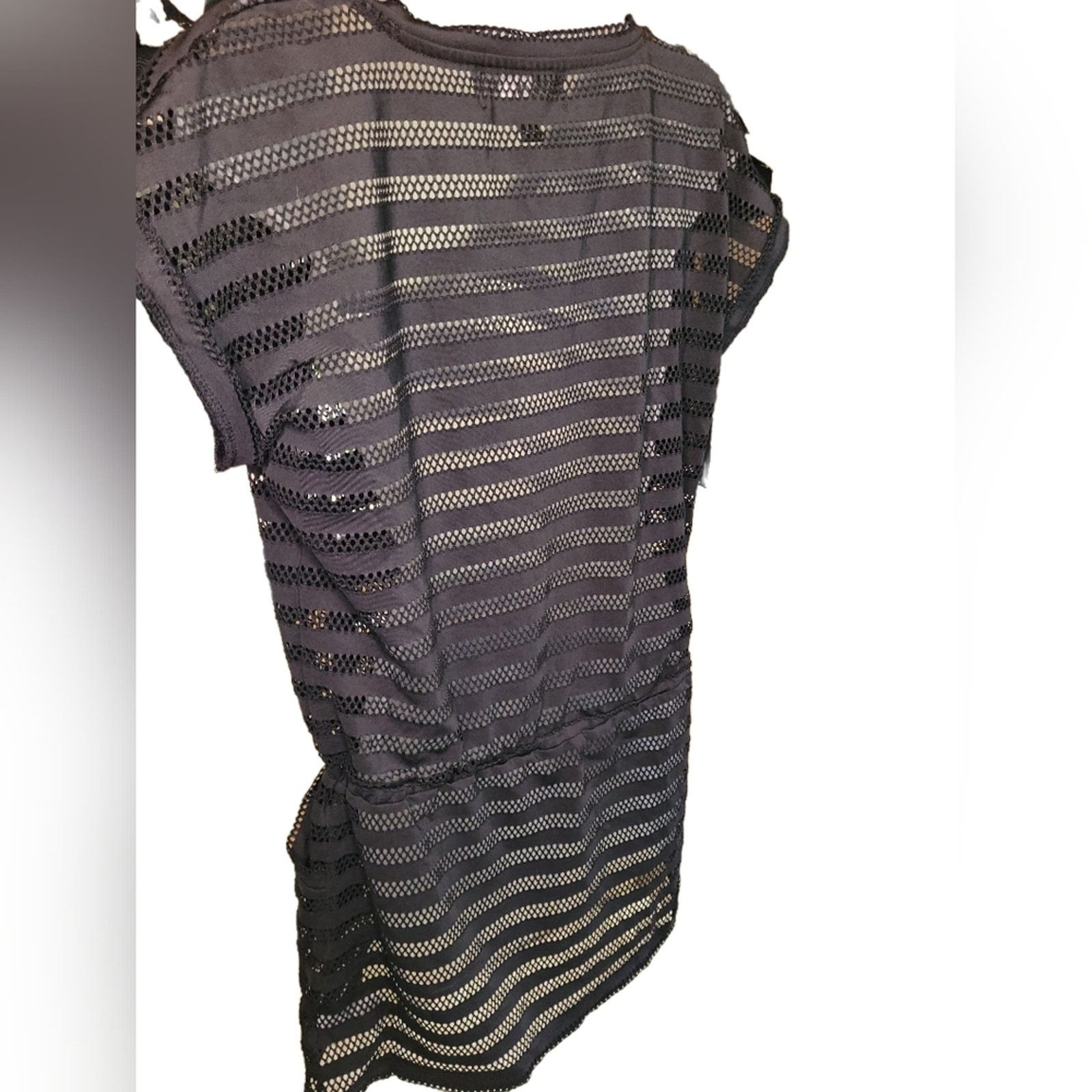 Calvin Klein Calvin Klein Blk Sheer Cap Sleeve Swimsuit Coverup. Sz Med Size ONE SIZE - 2 Thumbnail