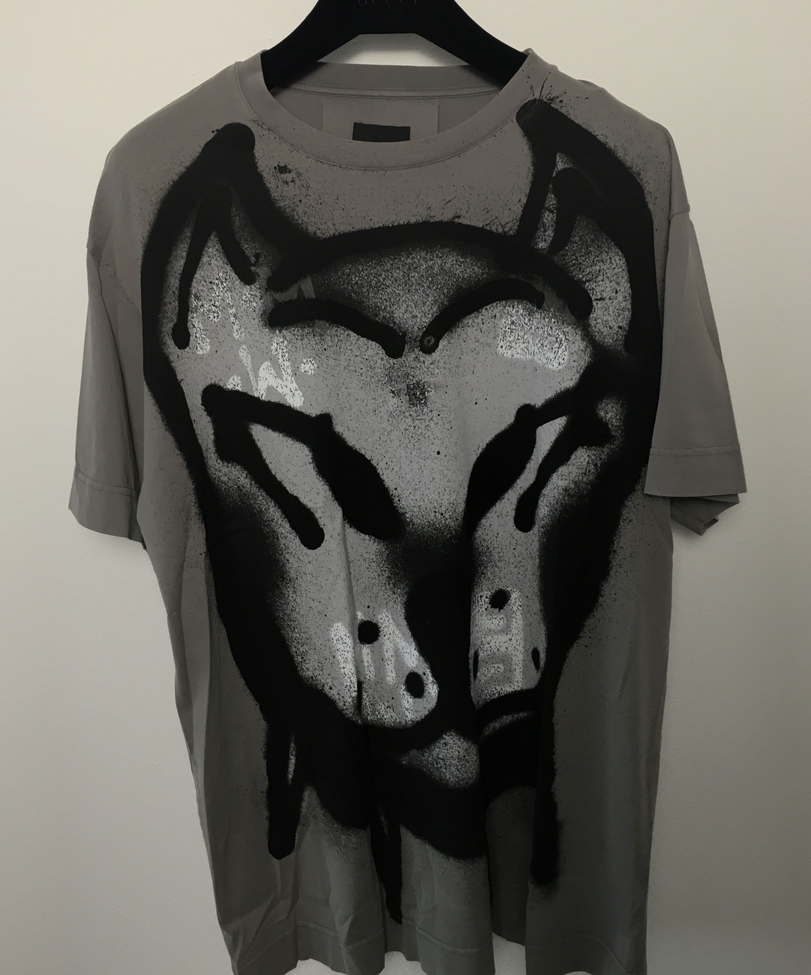 image of Givenchy T-Shirt Dog Print in Graphite Grey, Men's (Size 2XL)