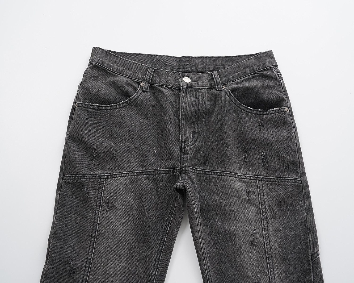Japanese Brand × Jean × Vintage Irregular lines Pockets Washed Black Baggy Jeans Size US 31 - 3 Thumbnail