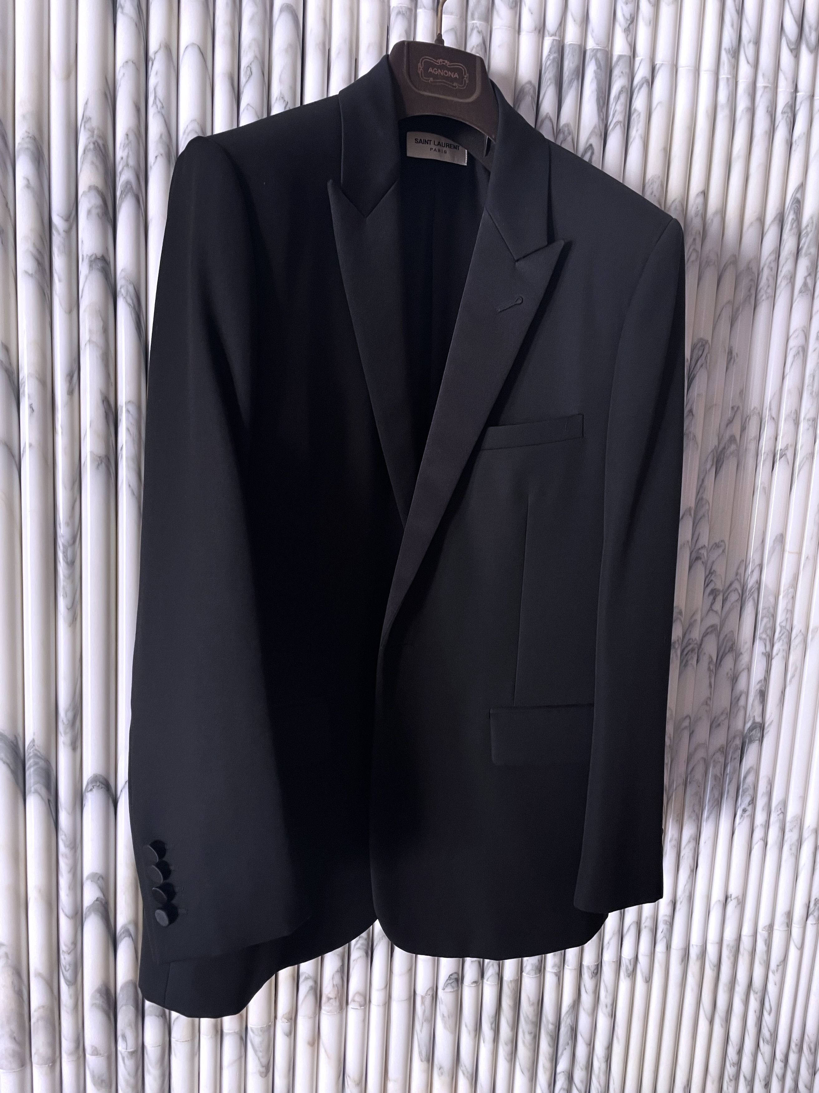 Hedi Slimane × Saint Laurent Paris HEDI AW16 LE SMOKING JACKET IN GRAIN DE POUDRE WOOL Size 50R - 3 Thumbnail