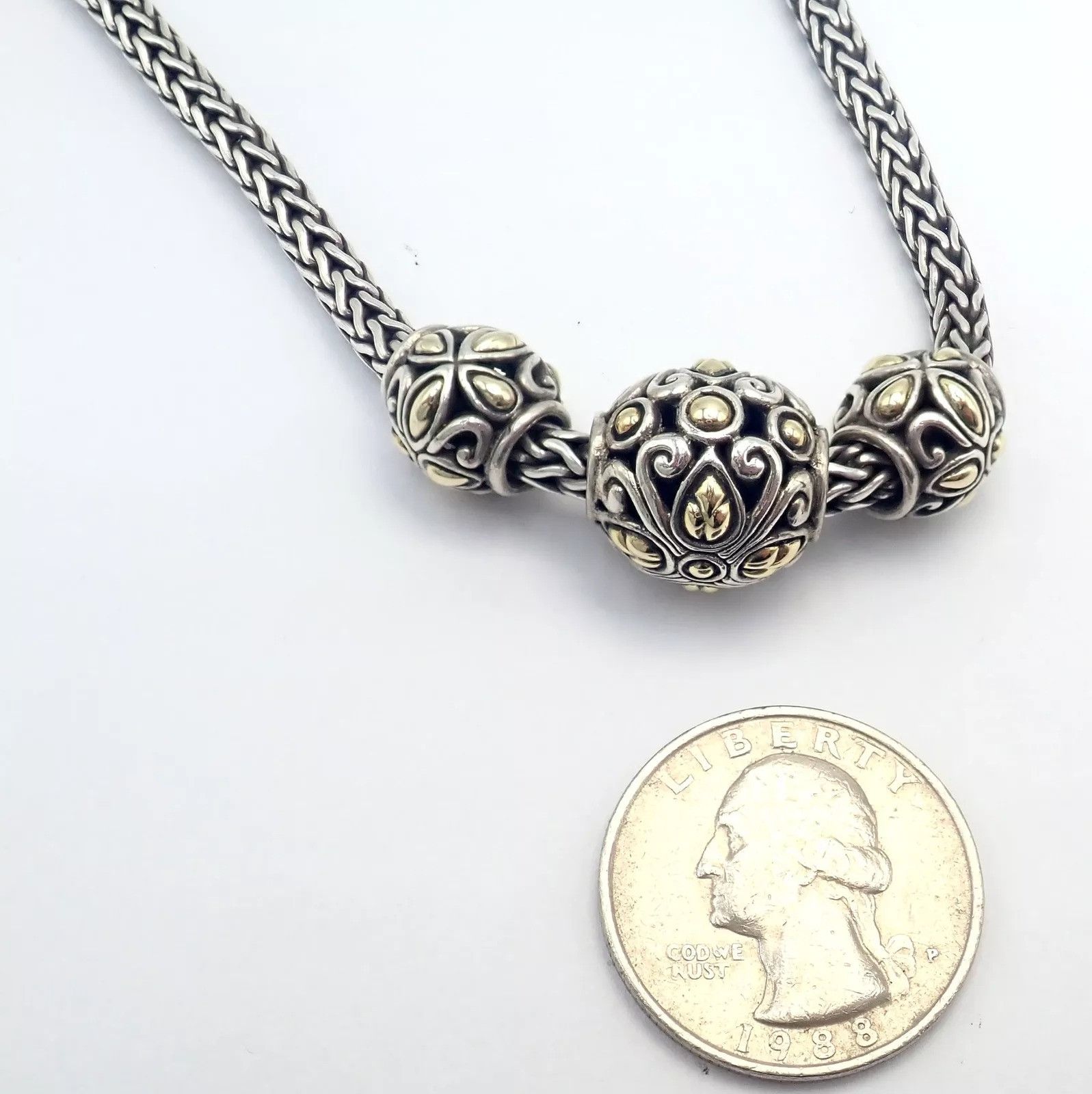 Other Silver Yellow Gold Jaisalmer Wheat Dot 3 Ball Necklace Size ONE SIZE - 8 Thumbnail