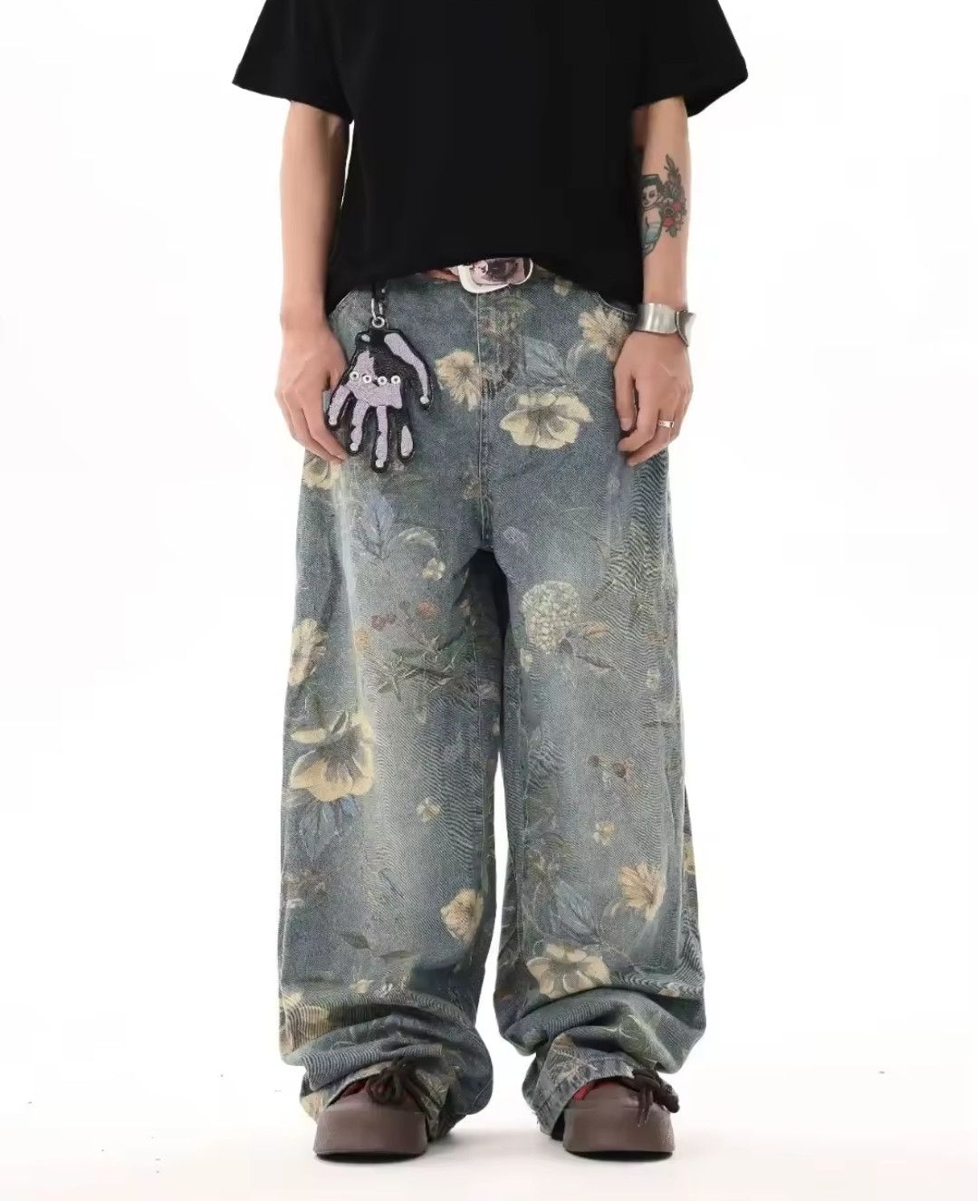 Japanese Brand × Jean Floral Printed Denim Streetwear Luxstyles Wide Leg Jeans Size US 32 / EU 48 - 1 Thumbnail