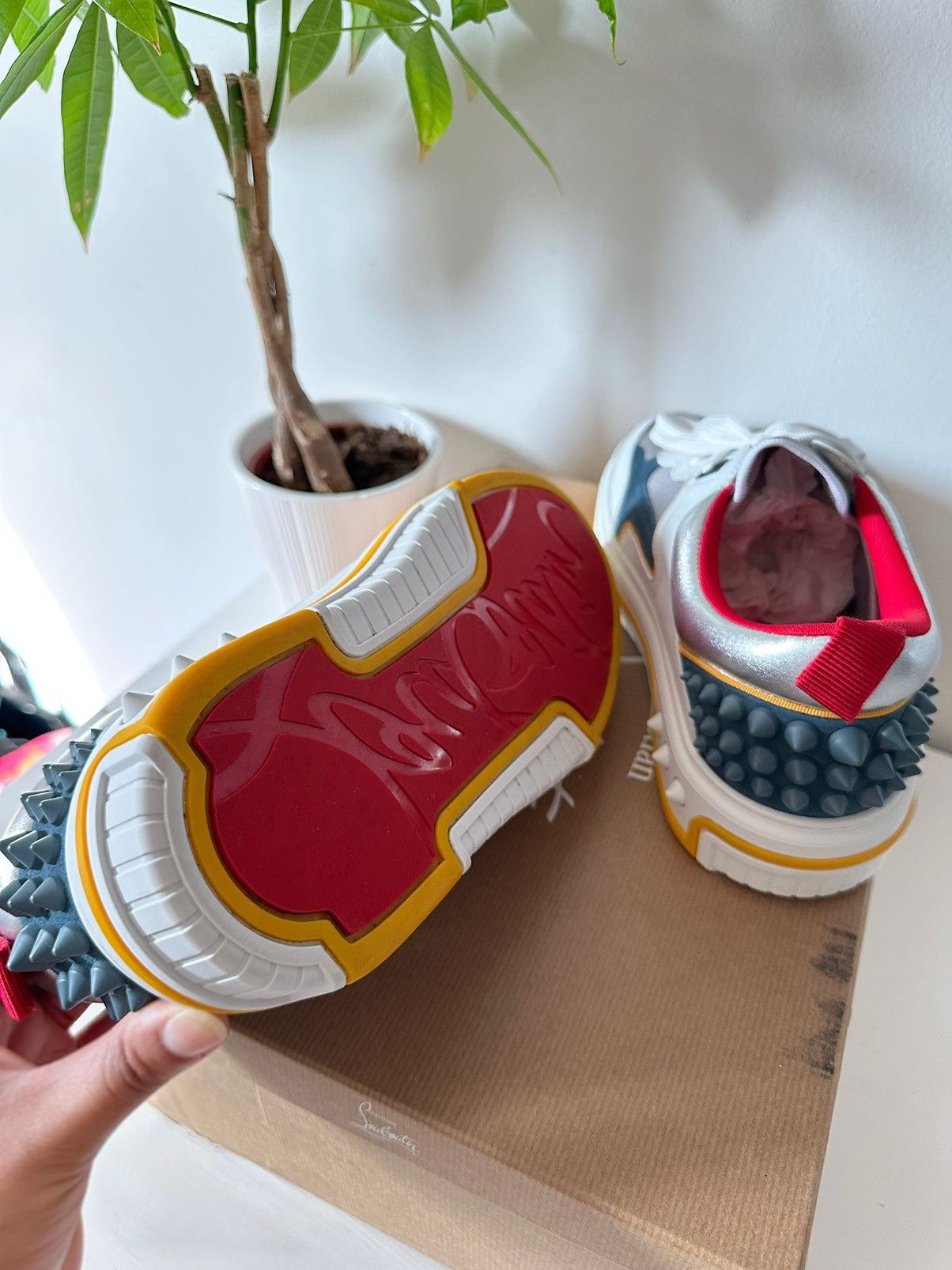 Christian Louboutin Men's Astroloubi Mixed Media Low-Top Sneakers Size US 9.5 / EU 42-43 - 8 Thumbnail