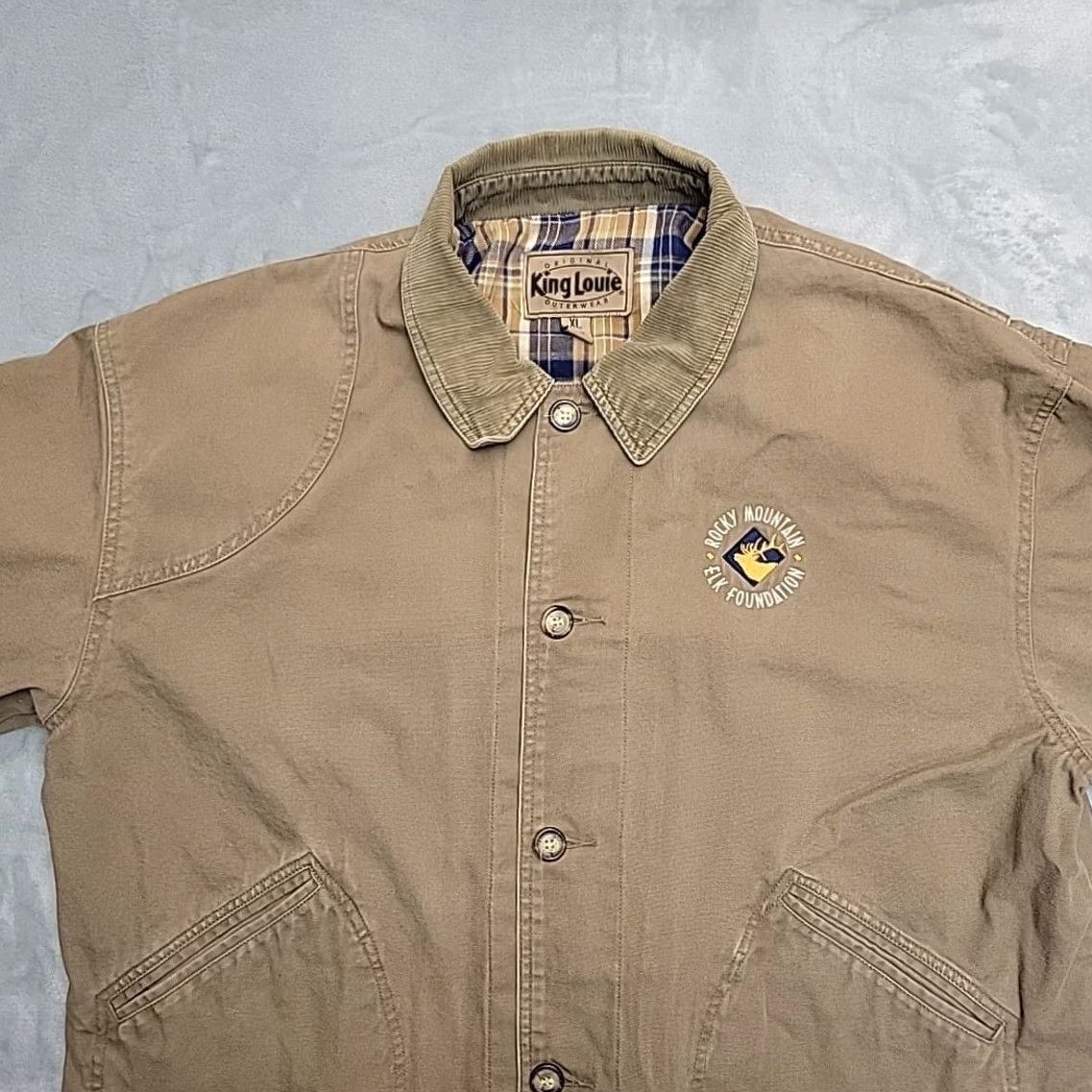 Vintage Rocky Mountain Elk Foundation Chore Jacket Men XL Canvas Barn Work Flannel Lined Size US XL / EU 56 / 4 - 4 Thumbnail