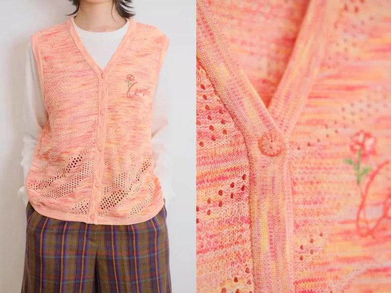 Kenzo KENZO Orange pink lace knit rose vest Size M / US 6-8 / IT 42-44 - 1 Thumbnail
