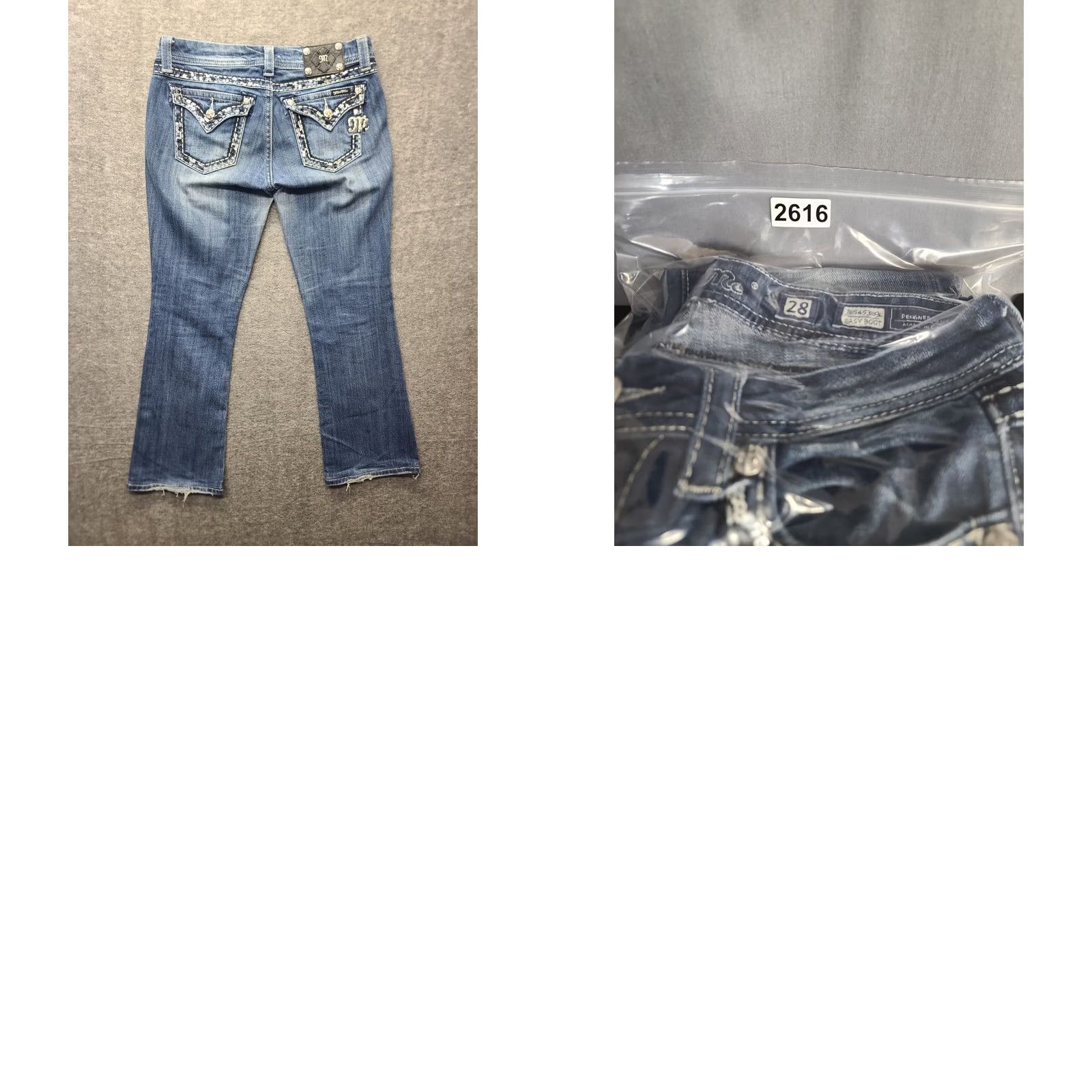 Miss Me Miss Me Jeans Womens 28x28 Regular Bootcut Distressed Mid Rise Denim 5-Pocket Blue Cotton Spandex Adult Womens Jeans Size 28" / US 6 / IT 42 - 9 Thumbnail