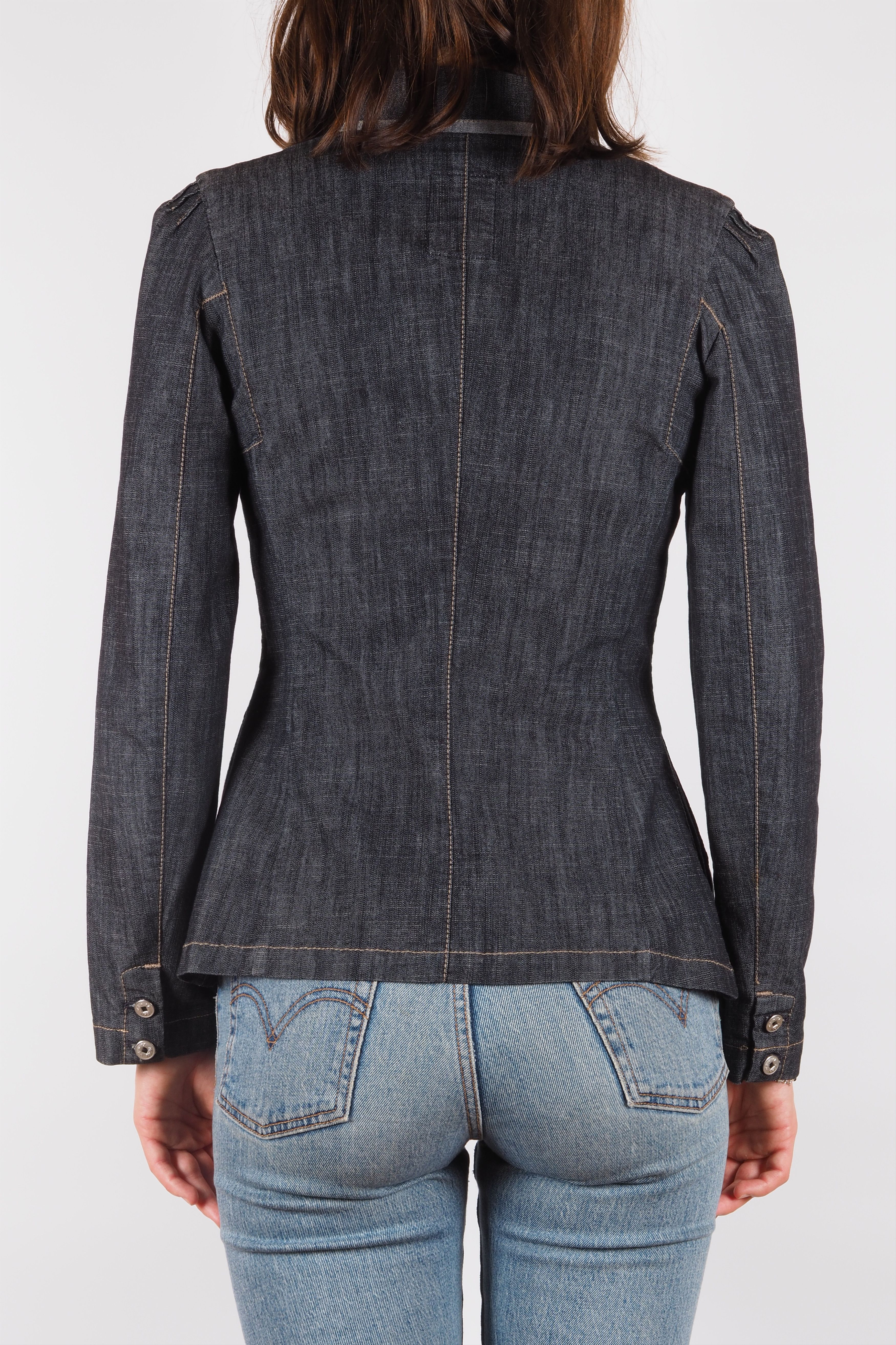 Marithe + Francois Girbaud Marithe Francois Girbaud Vintage Denim Blazer Jacket Size S / US 4 / IT 40 - 4 Thumbnail