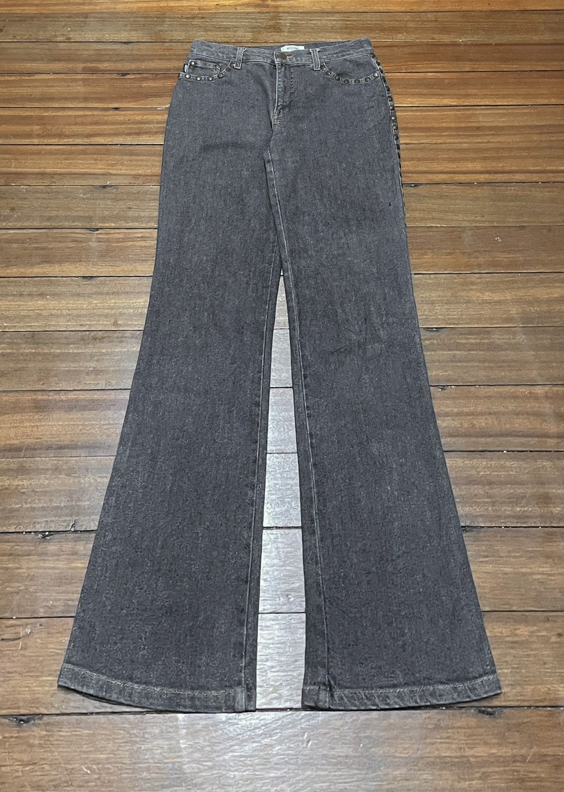 14th Addiction Very Rare Design Vintage Brand Moschino Flared Jeans 1990s Size US 29 - 1 Thumbnail