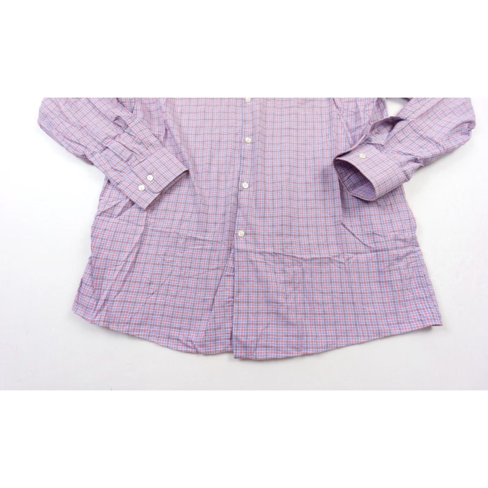 Hugo Boss HUGO BOSS Men's Button-Up Shirt Size 17 Long Sleeve Purple Check Plaid Regular Fit Preppy Size 46R - 3 Thumbnail