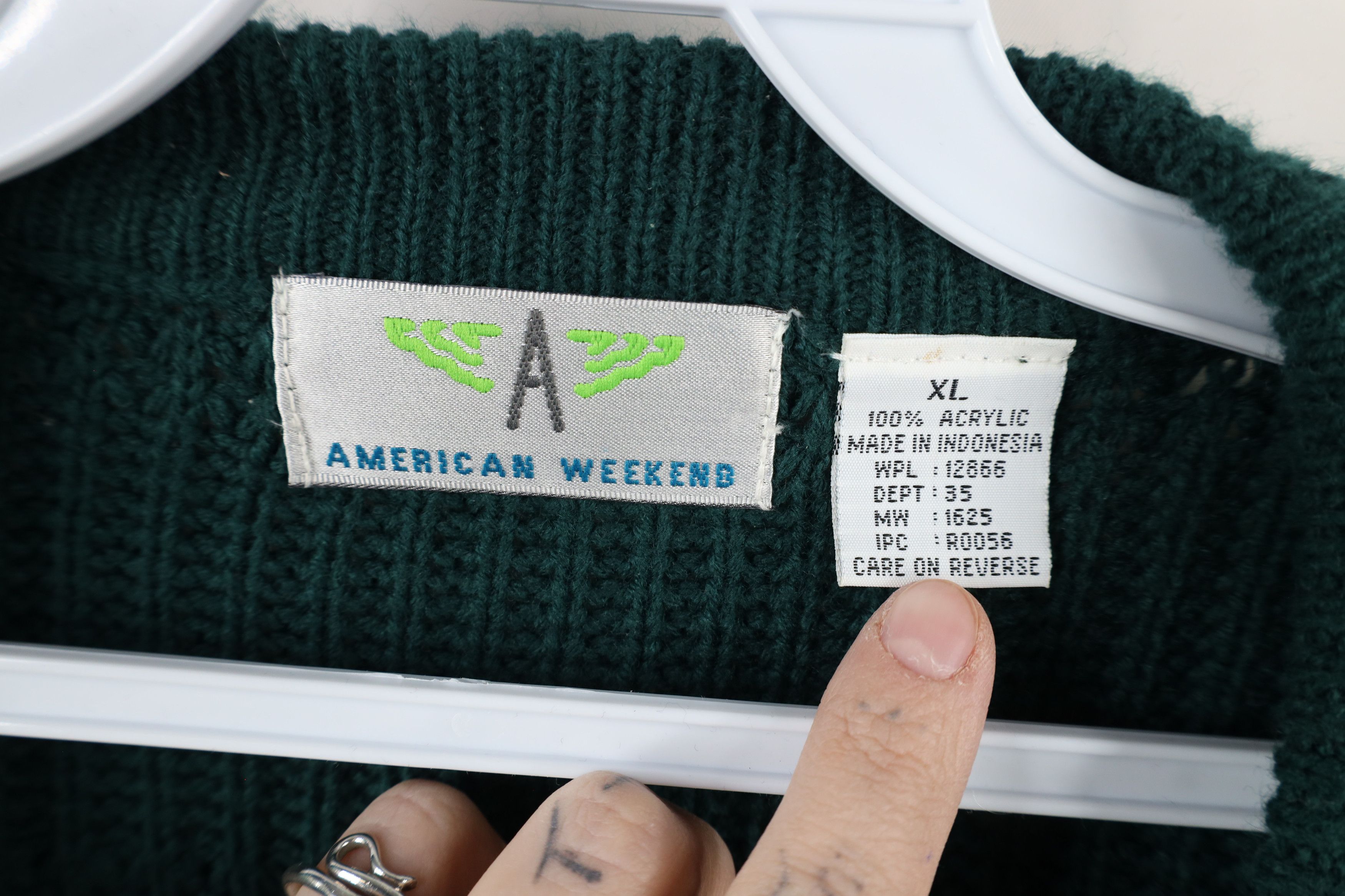 Vintage Vintage 90s Streetwear Ribbed Knit Cardigan Sweater Green Size US XL / EU 56 / 4 - 7 Thumbnail