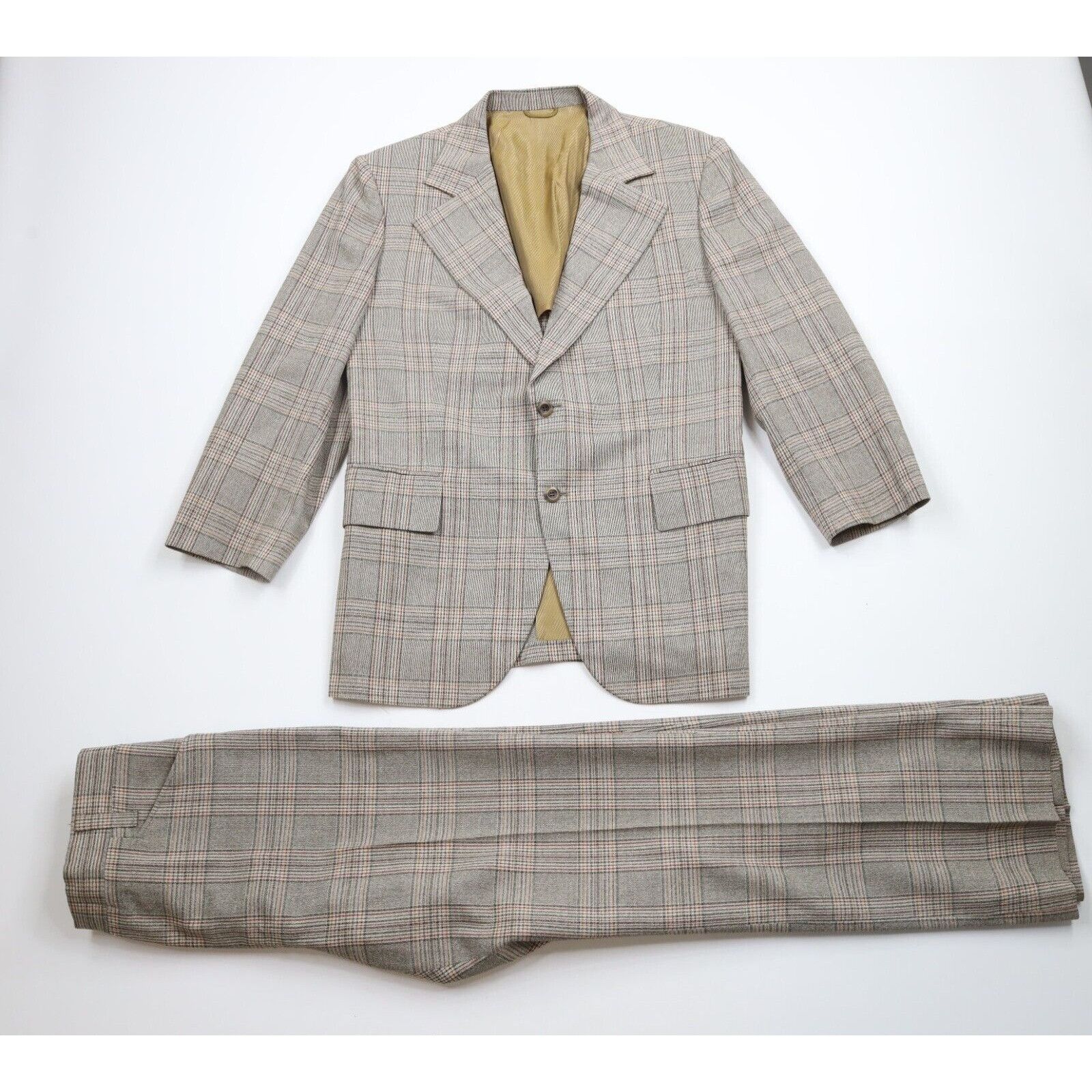 Vintage Vintage 60s 70s 2 Piece Wool Wedding Bell Bottoms Suit Size 38R - 1 Thumbnail