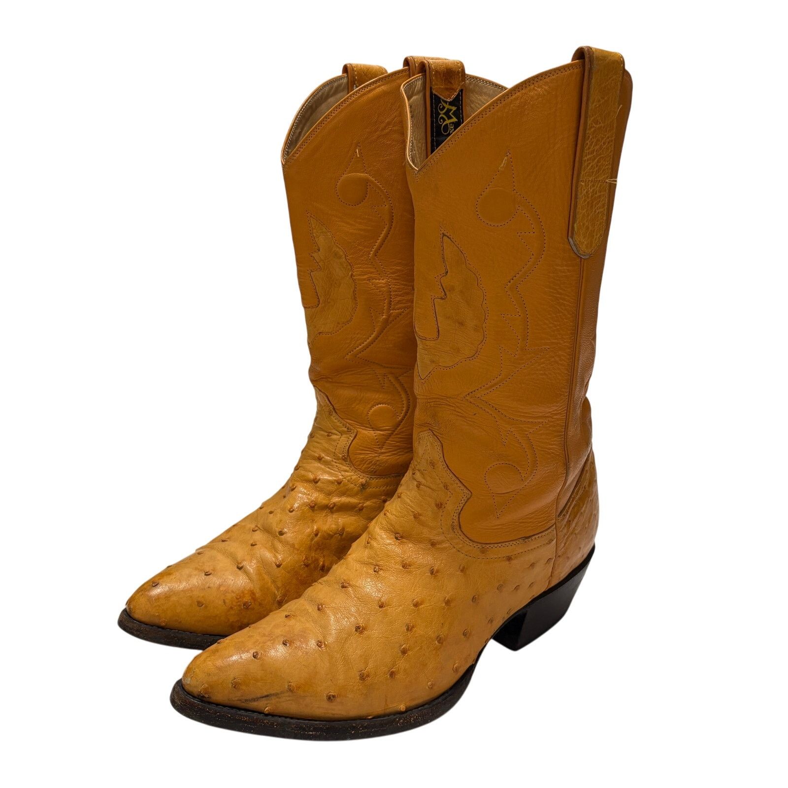 Leather Max Leather Yellow Genuine Ostrich Cowboy Boots 10 1/2 EE Size US 10.5 / EU 43-44 - 1 Thumbnail